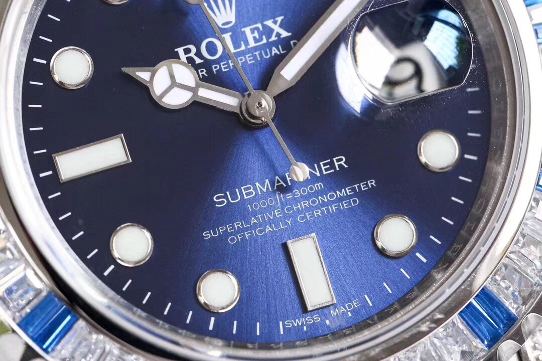 Rolex Submariner Customized with Diamonds-Blue Diamonds-40MM(1:1 replica) - Top club