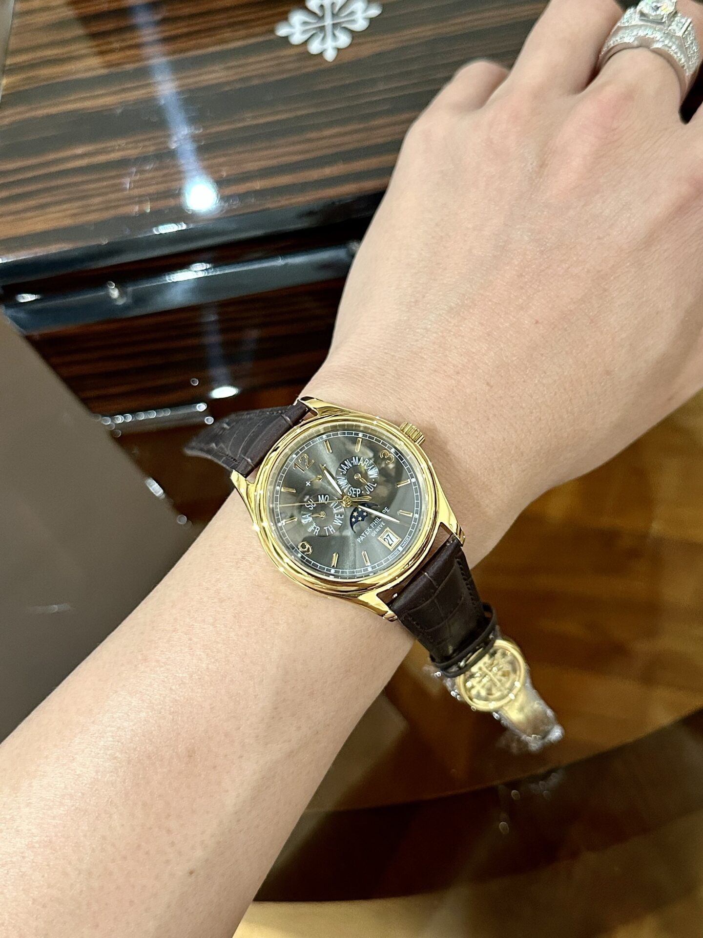 Patek Philippe Replica Watch Complications 5146 Gold Plated leather Strap 40mm - Top club