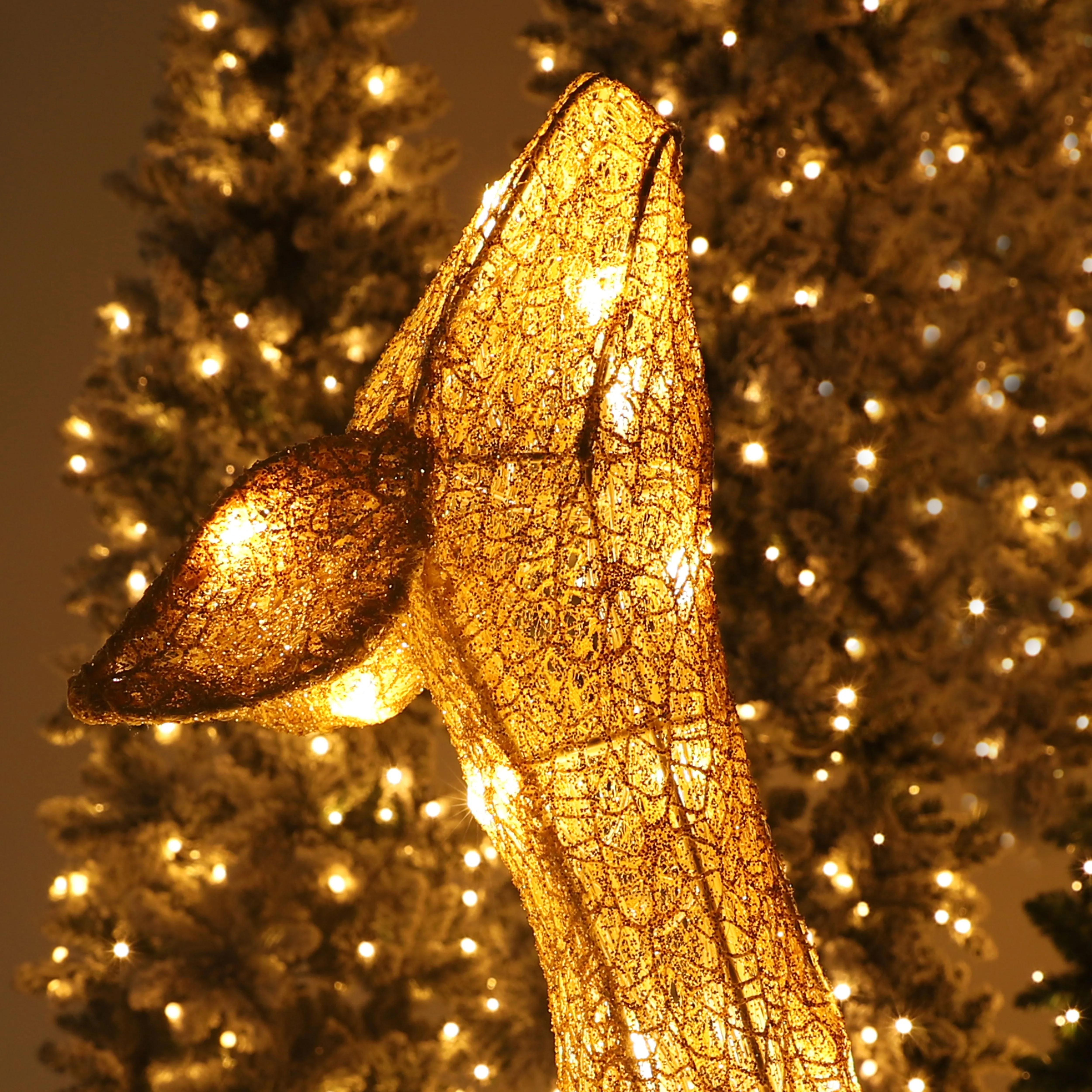 VEIKOUS Christmas Lighted Deer Family Set Outdoor Decor w/ 200 Warm Lights Reindeer Christmas Decor, Ground Stakes and Zip Ties, Gold - Image 8