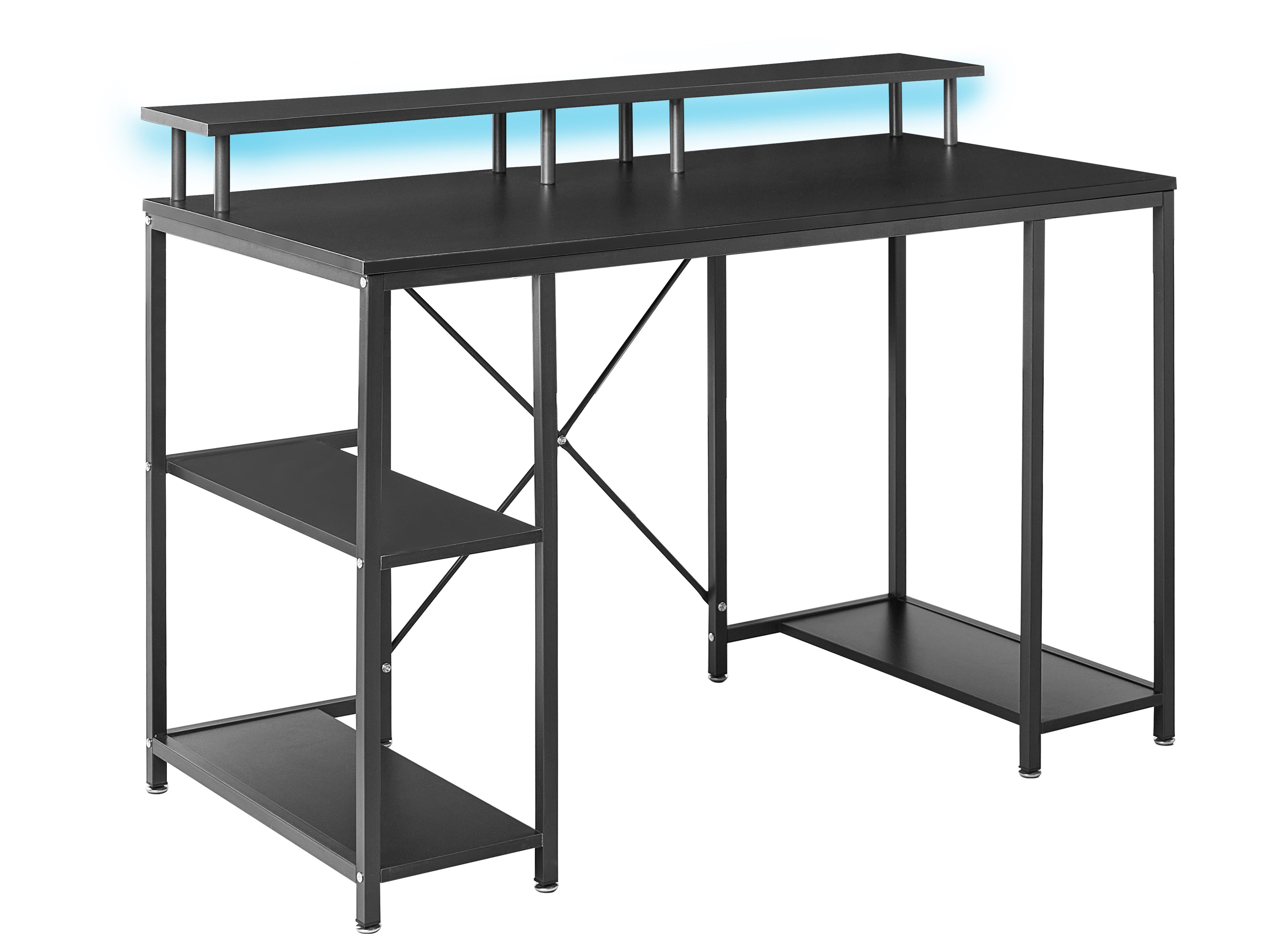 Gaming Desk CADDO Black 120 cm 60 cm with Shelves LED