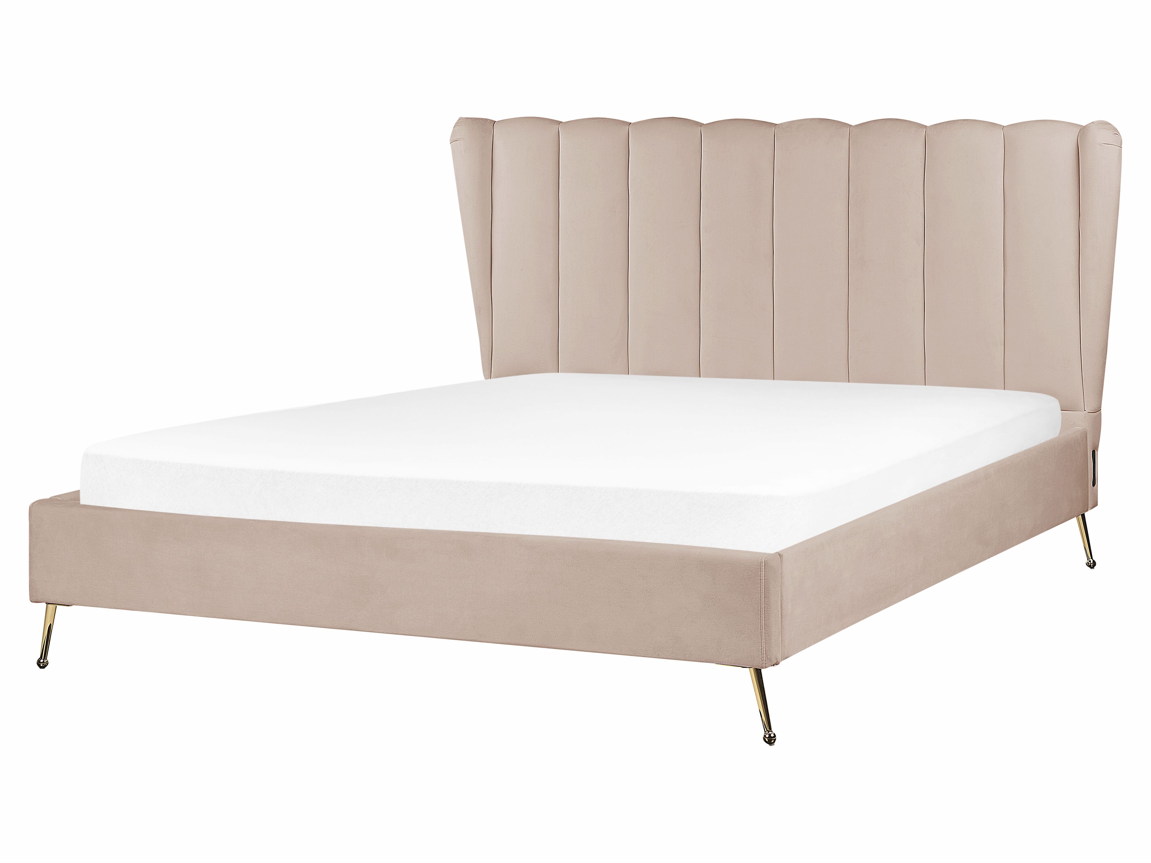 Bed Velvet MIRIBEL 160 x 200 cm (EU King Size) Taupe