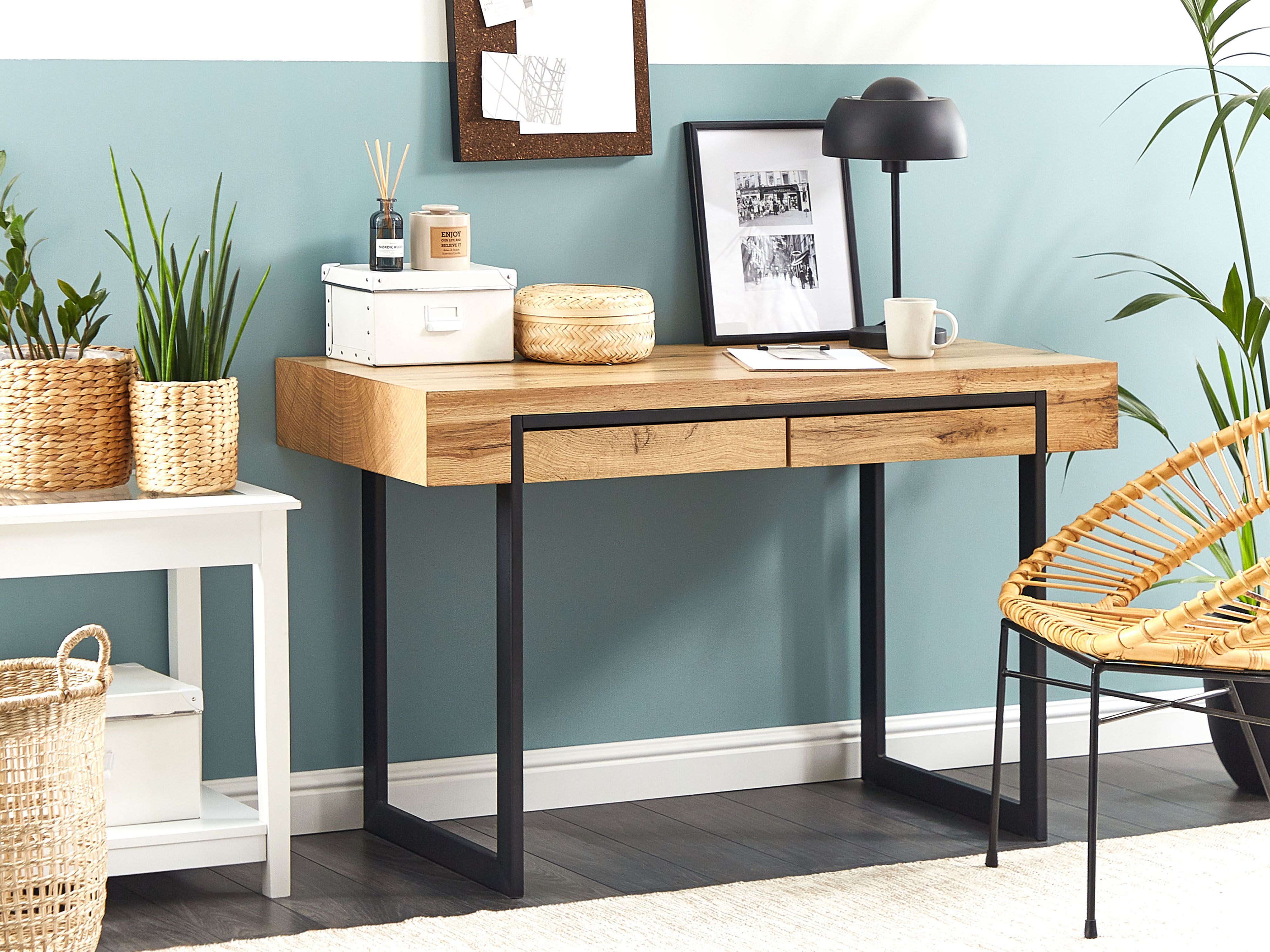 Home Office Desk VIDA Light Brown 120 cm 55 cm with Storage