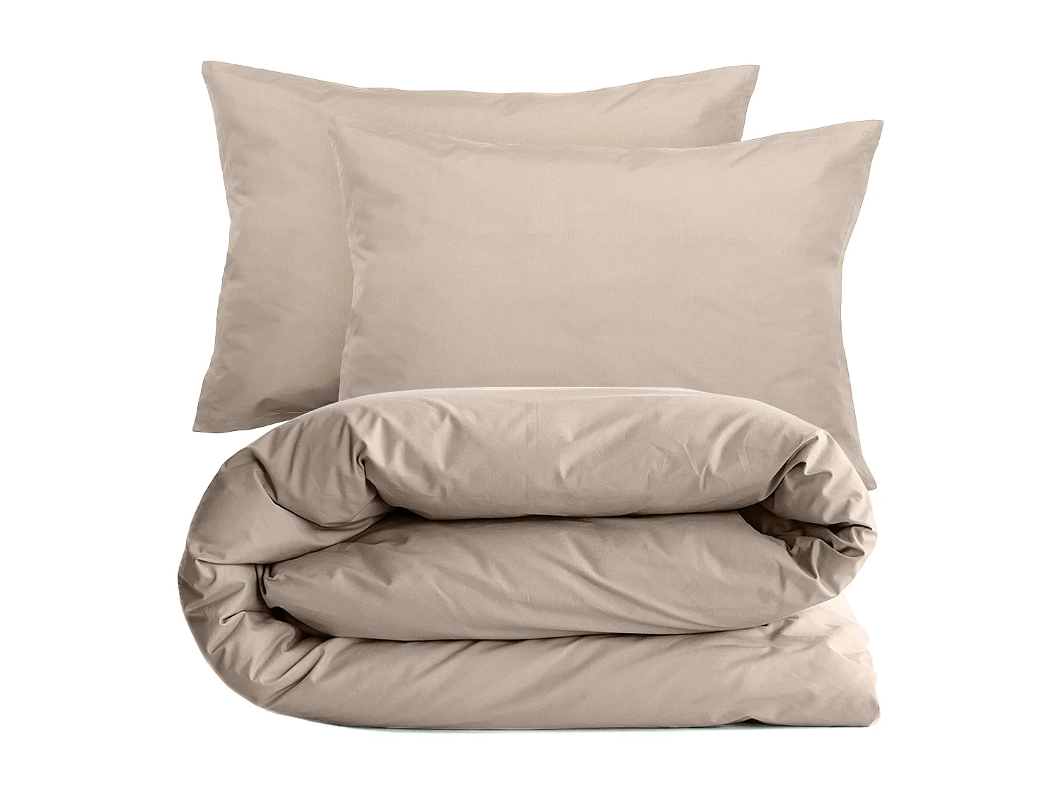 Parure de lit 260x240 cm set 50x70 cm percale MANOIR beige Lin