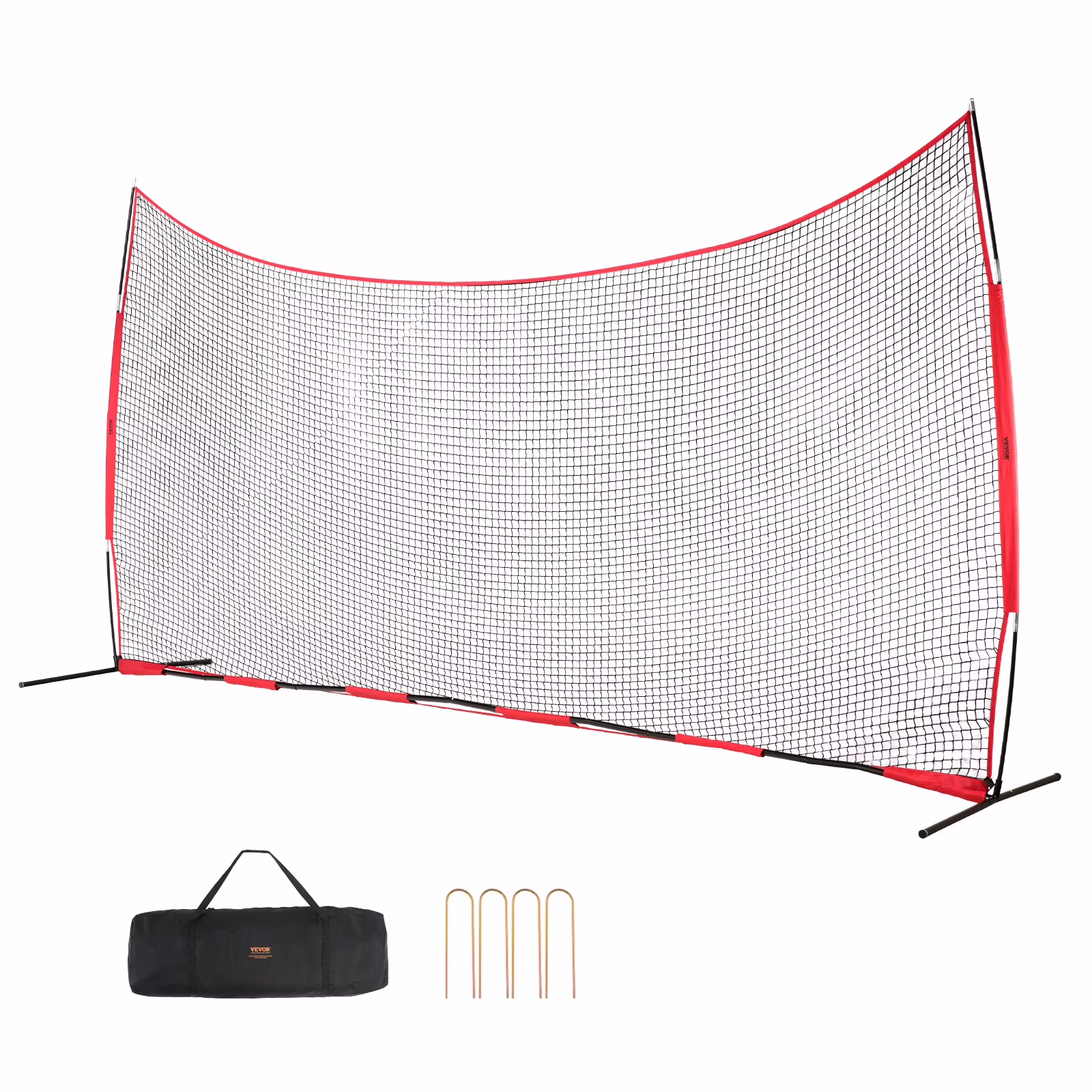 VEVOR Barricade Backstop Net, 20x10 ft Ball Sports Barrier Netting, Portable Practice Equipment with Carry Bag, Protection Screen for Baseball Softball Lacrosse Soccer Hockey Training, for Backyard
