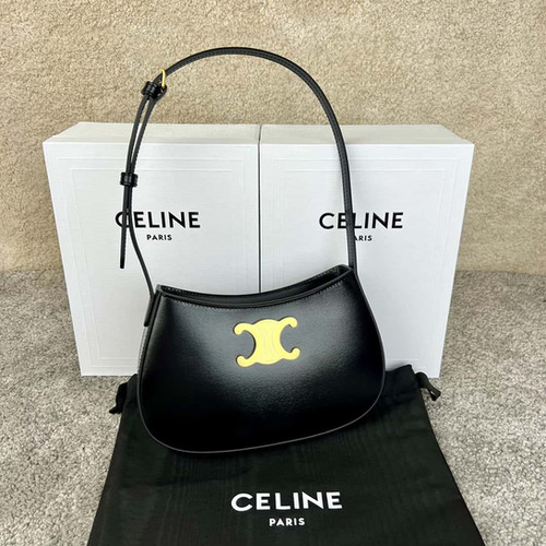 CELINE Tili Medium Cowhide Leather Handbag – Celine Inspired Designer Bag Black