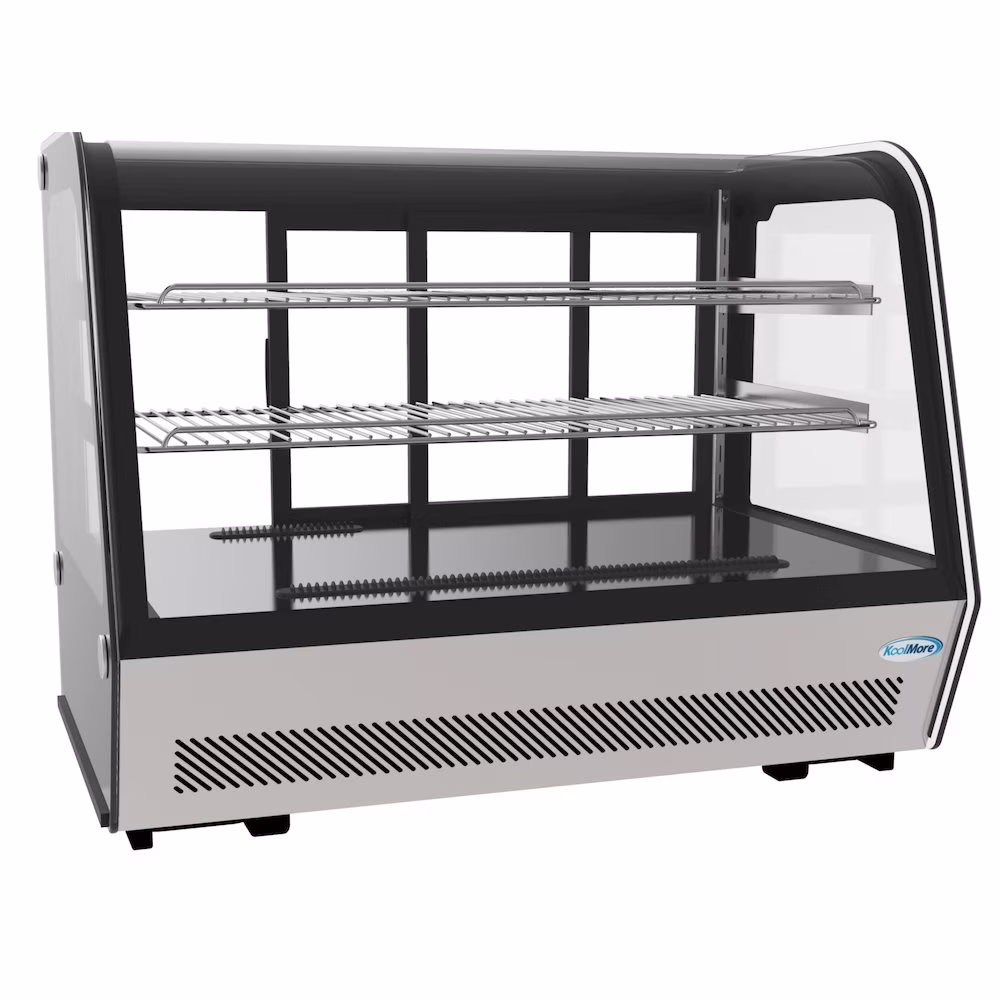 KoolMore - CDC-5C-BK 35" NSF Commercial Countertop Refrigerator Display Case Merchandiser with LED Lighting - 5.6 cu. ft, Black and Stainless Steel (858154008317)
