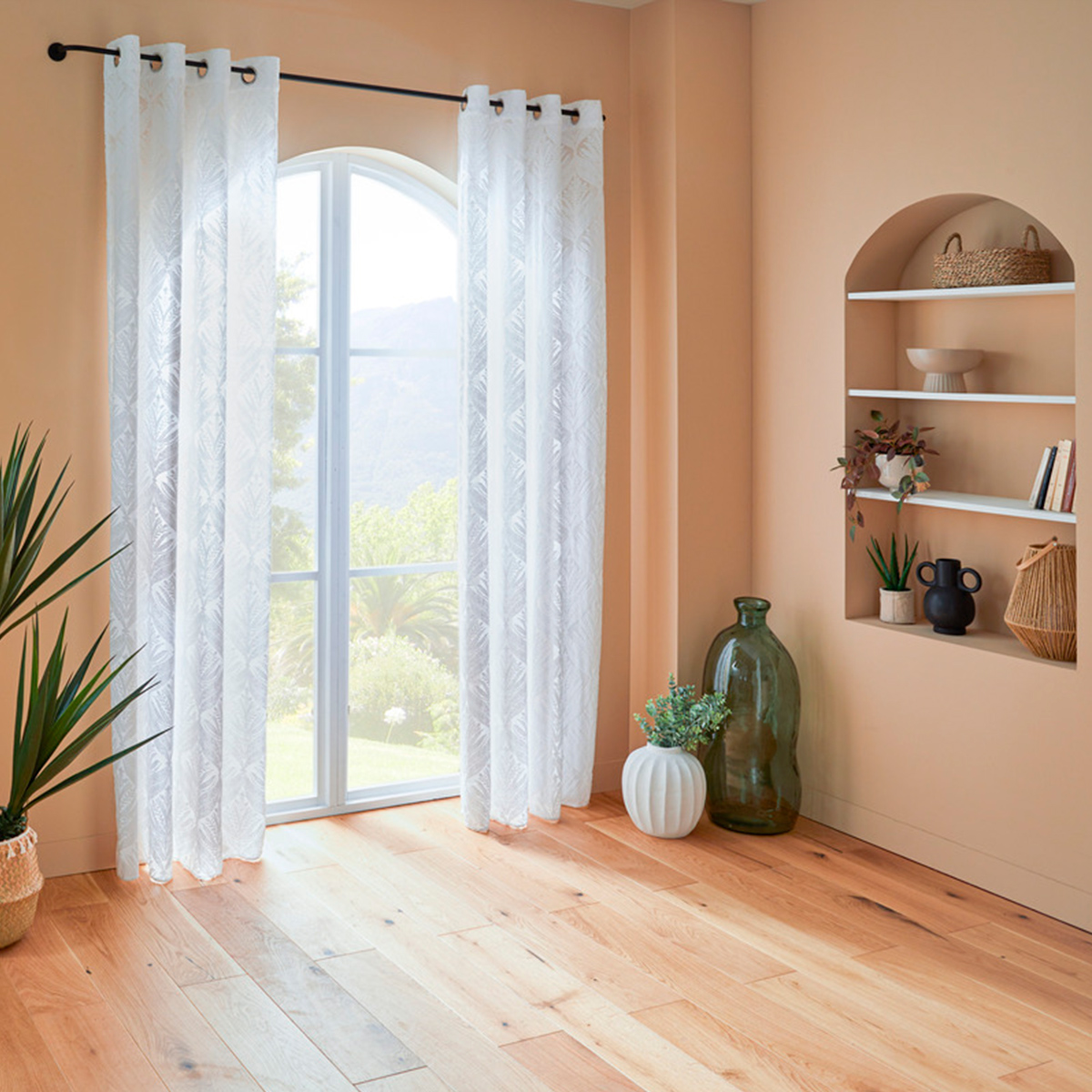 Sheer curtain Wild pattern "Lazi" White, 140x240 cm