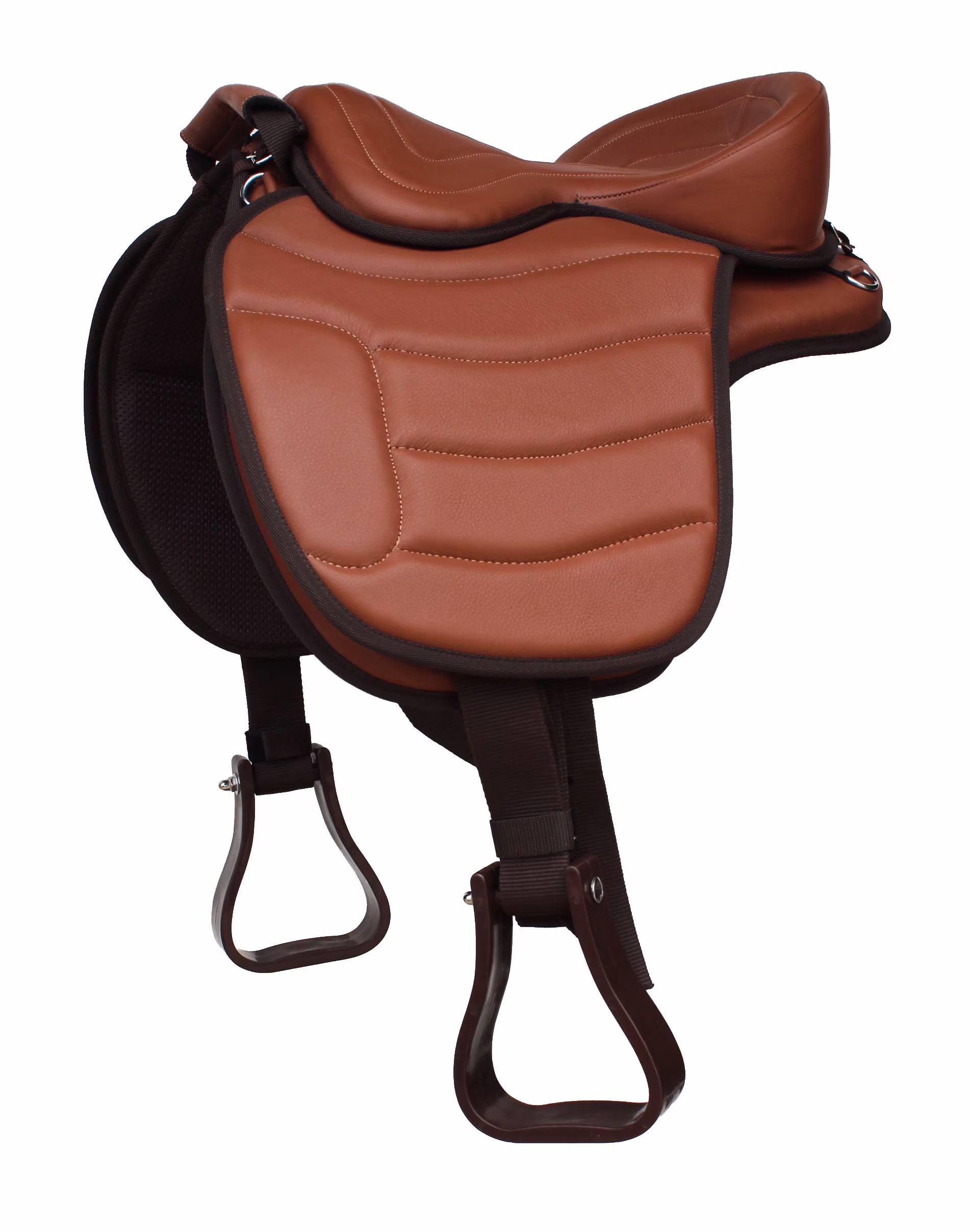 15" Western Horse Bareback Treeless Leather Saddle Pleasure Trail Riding 49103BK - Image 6