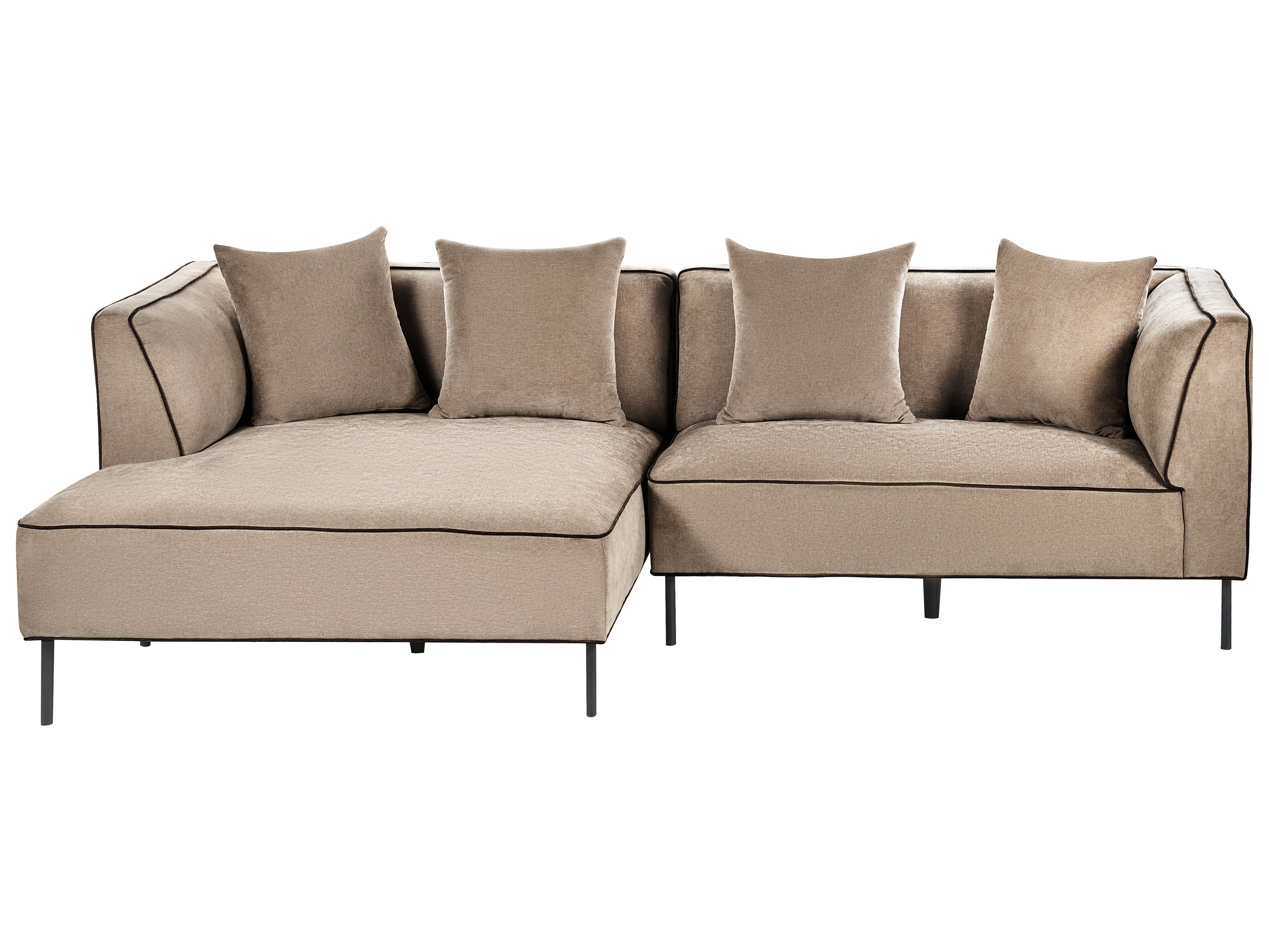 Corner Sofa 3 Seater SATER Chenille Light Brown Right Hand