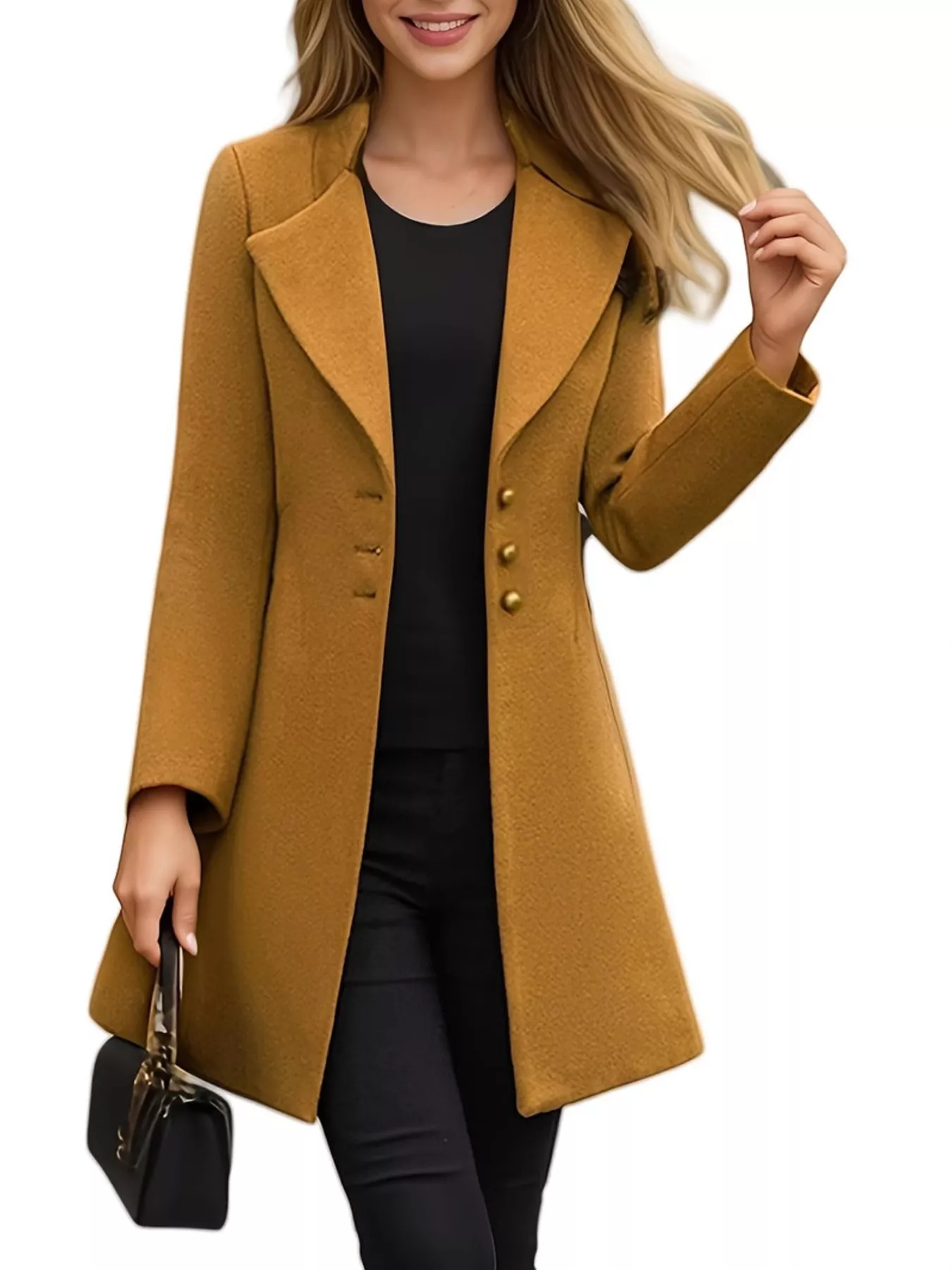 Full Size Single-Breasted Long Sleeve Overcoat Plus Size - ZKZOOK