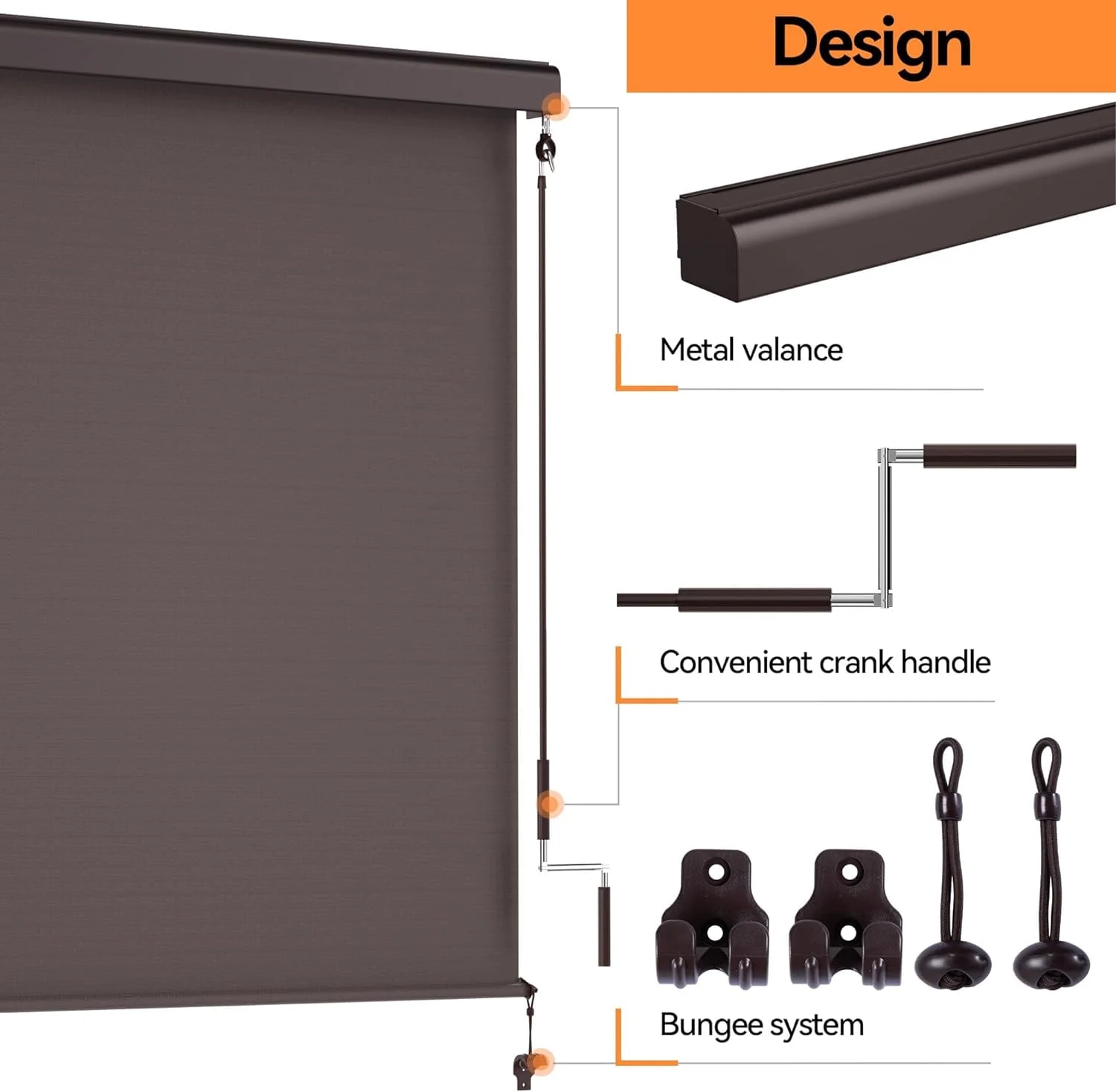 Superjoe Outdoor Roller Shade for Patio, Cordless Blackout Waterproof Blind, UV Block, 4'L x 6'W - Image 13