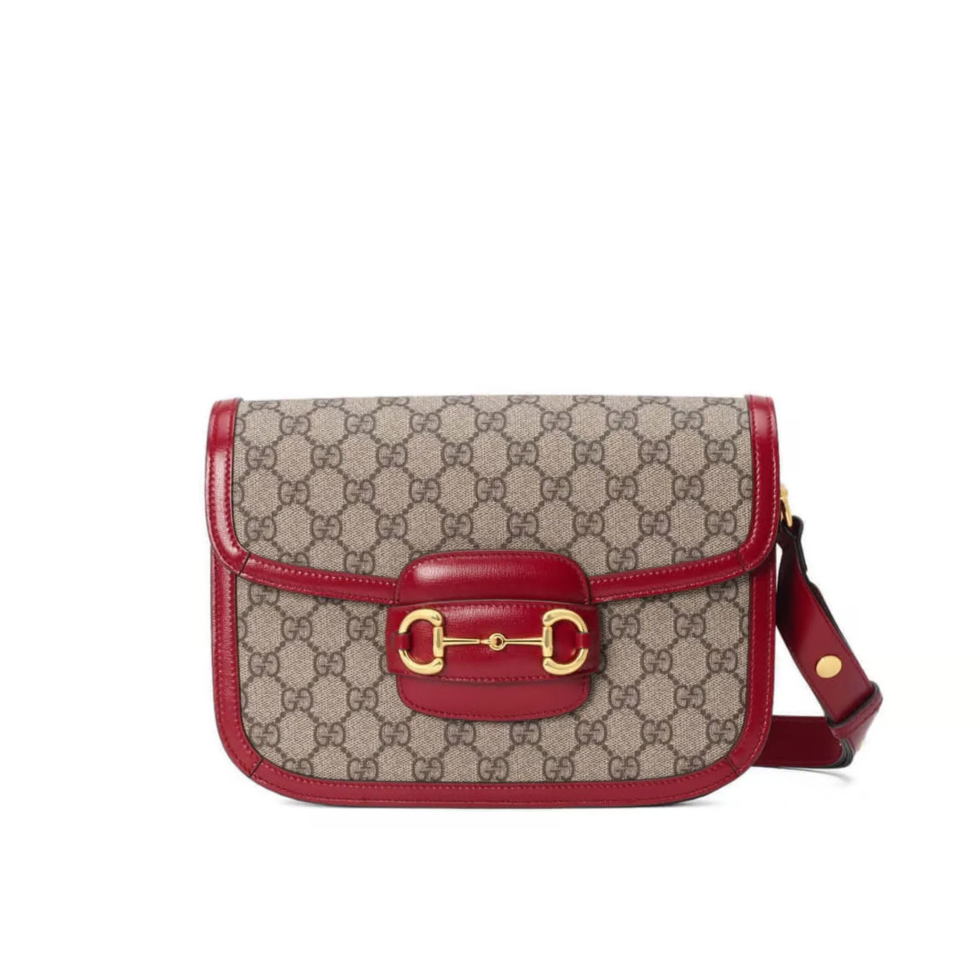 Gucci 1955 Horsebit Red GG Supreme Canvas Shoulder Bag 25cm1:1High-quality replica