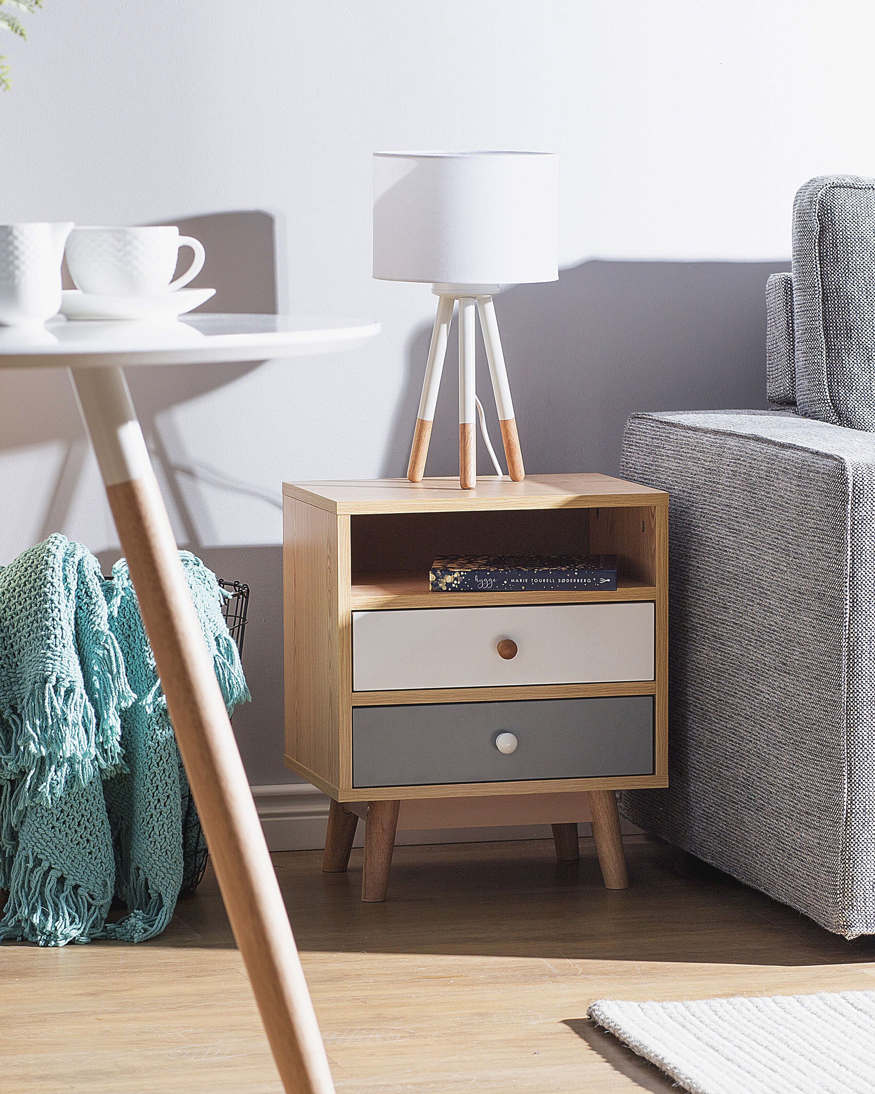 2 Drawer Bedside Table FARGO Light Brown