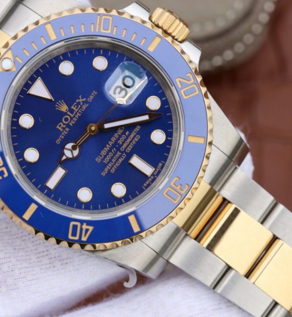 Replica Rolex Submariner 116613 LB Noob YG Wrapped Blue Dial SS/YG Bracelet A3135 - Elite Watch Atelier
