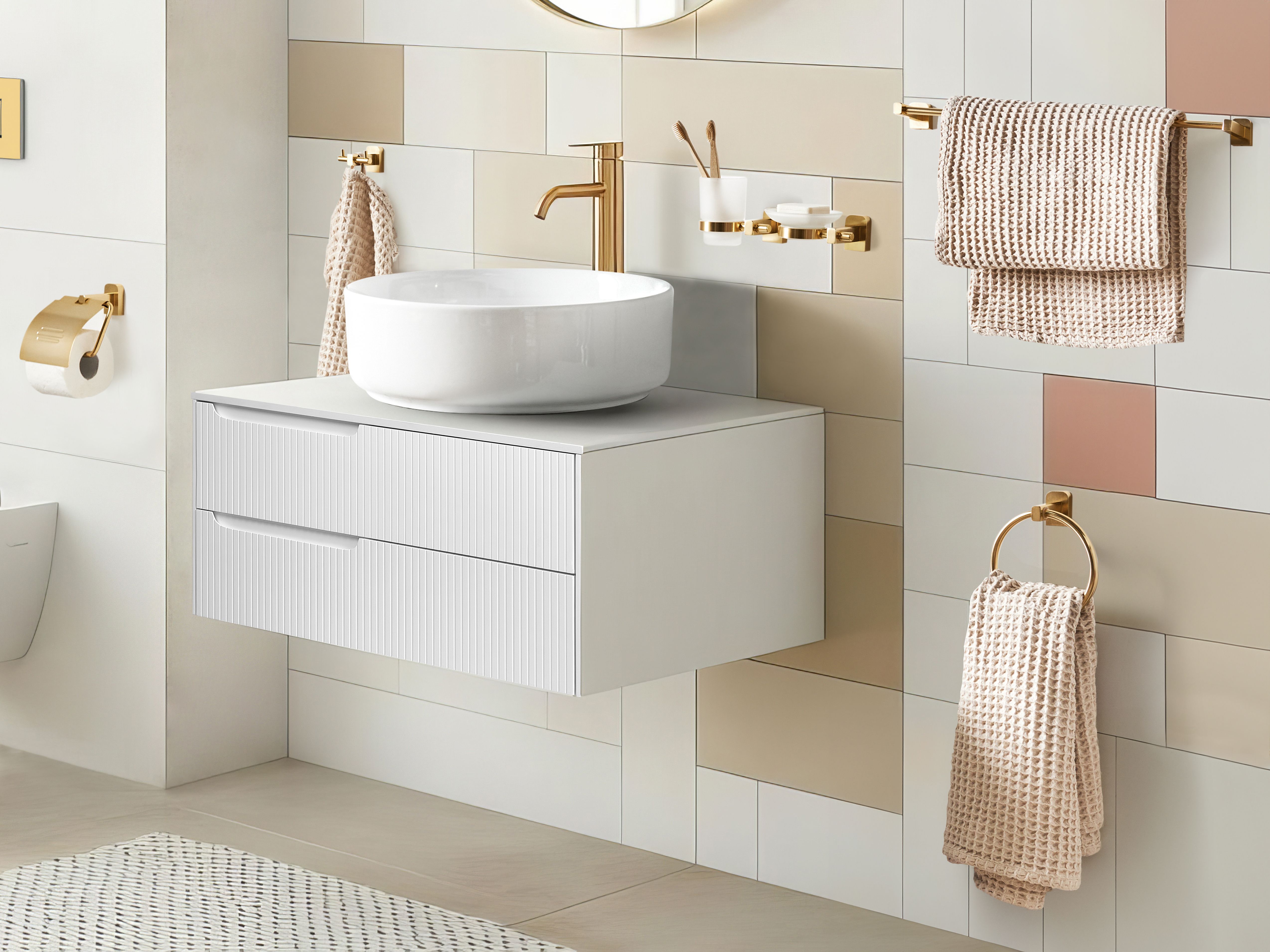 6-Piece Bathroom Hardware Set POCONE with Towel Bars and Hooks Gold