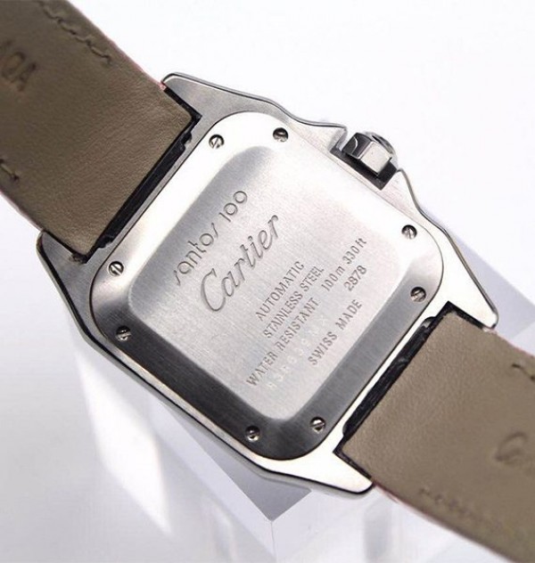 Replica Cartier V6 Santos 100 W20126X8 36mm White Dial Black Leather Strap - Top club