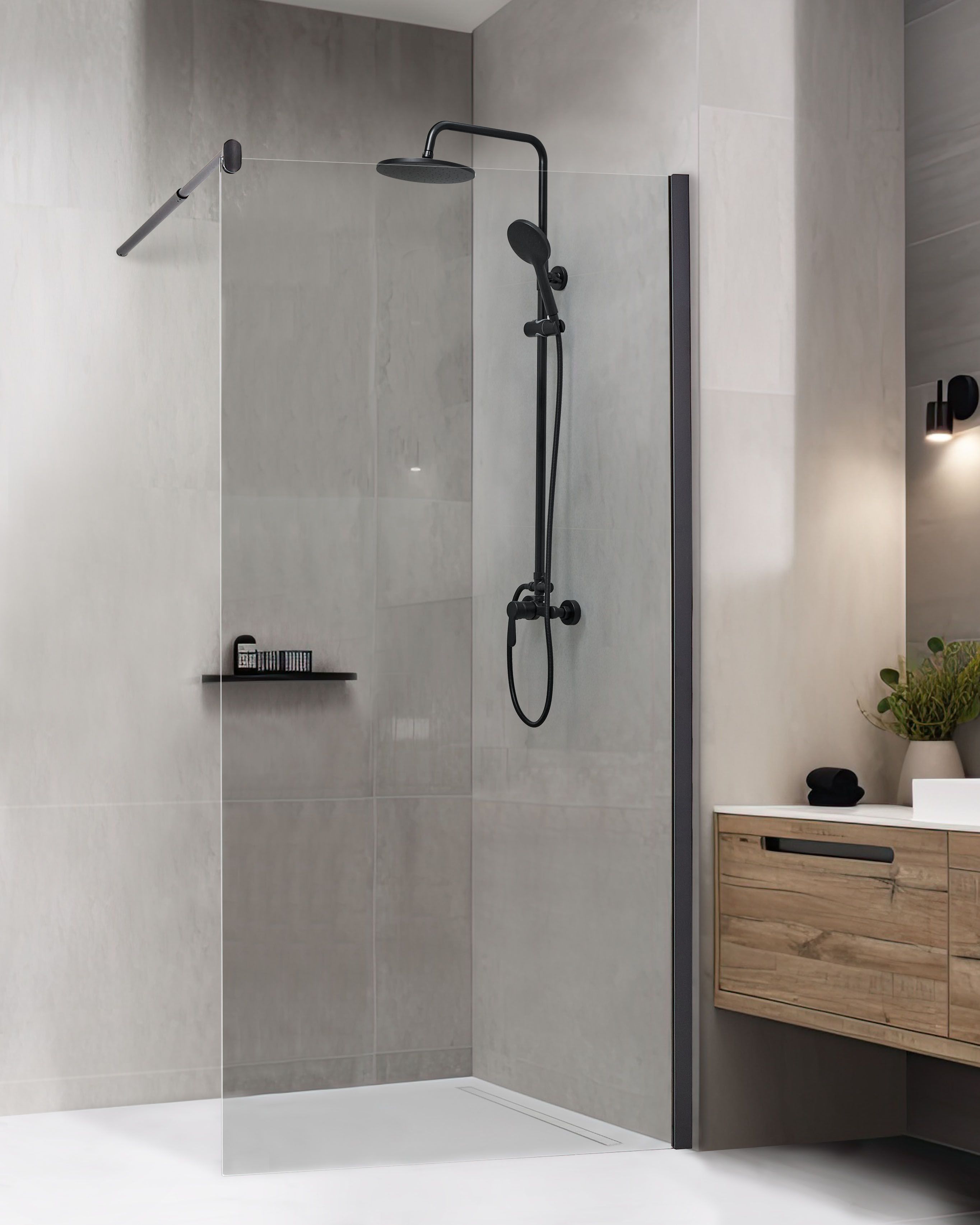 Shower Screen AHAUS 1000 x 1900 mm Black