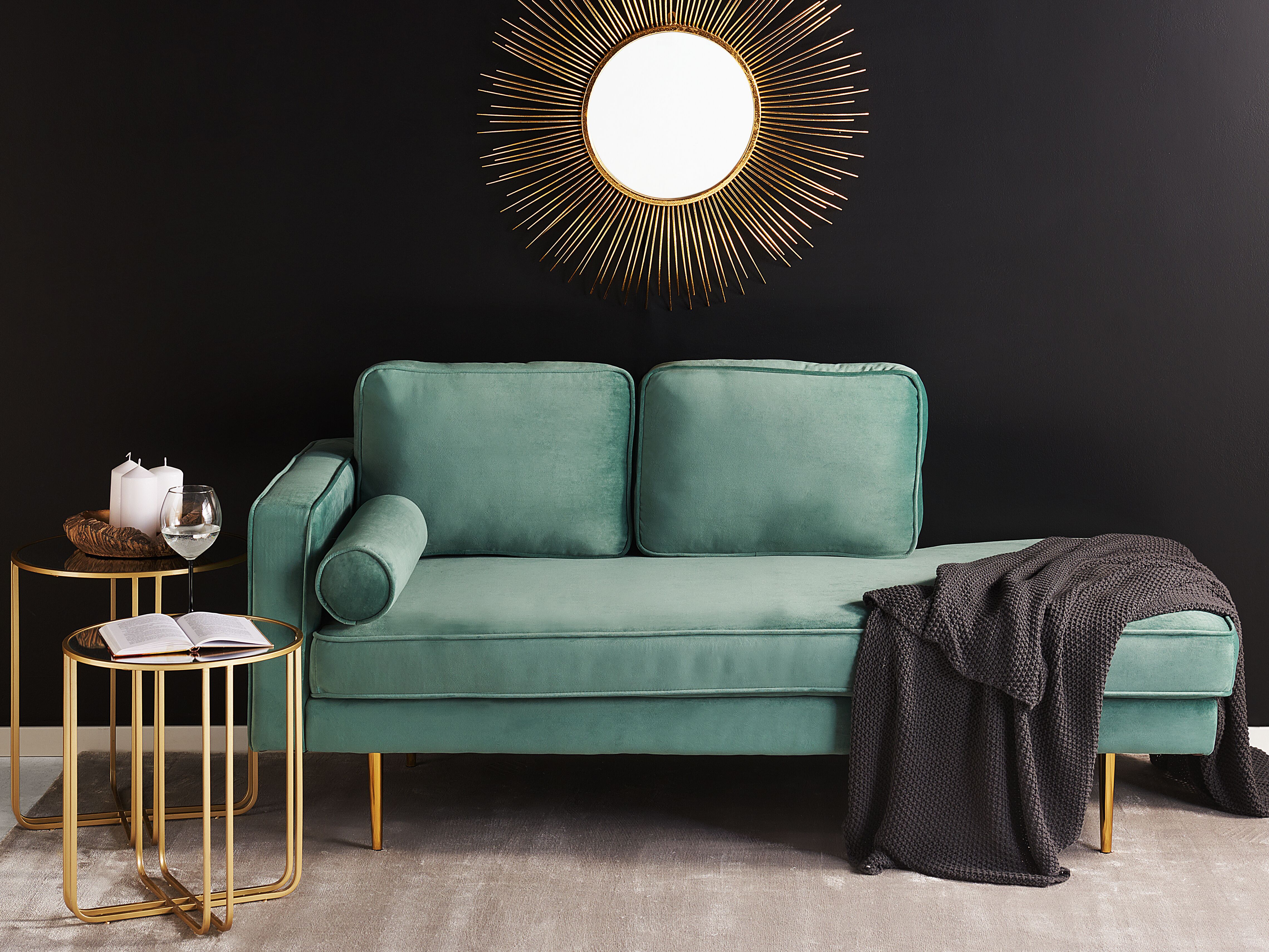 Left-Hand Chaise Lounge MIRAMAS Velvet Mint Green