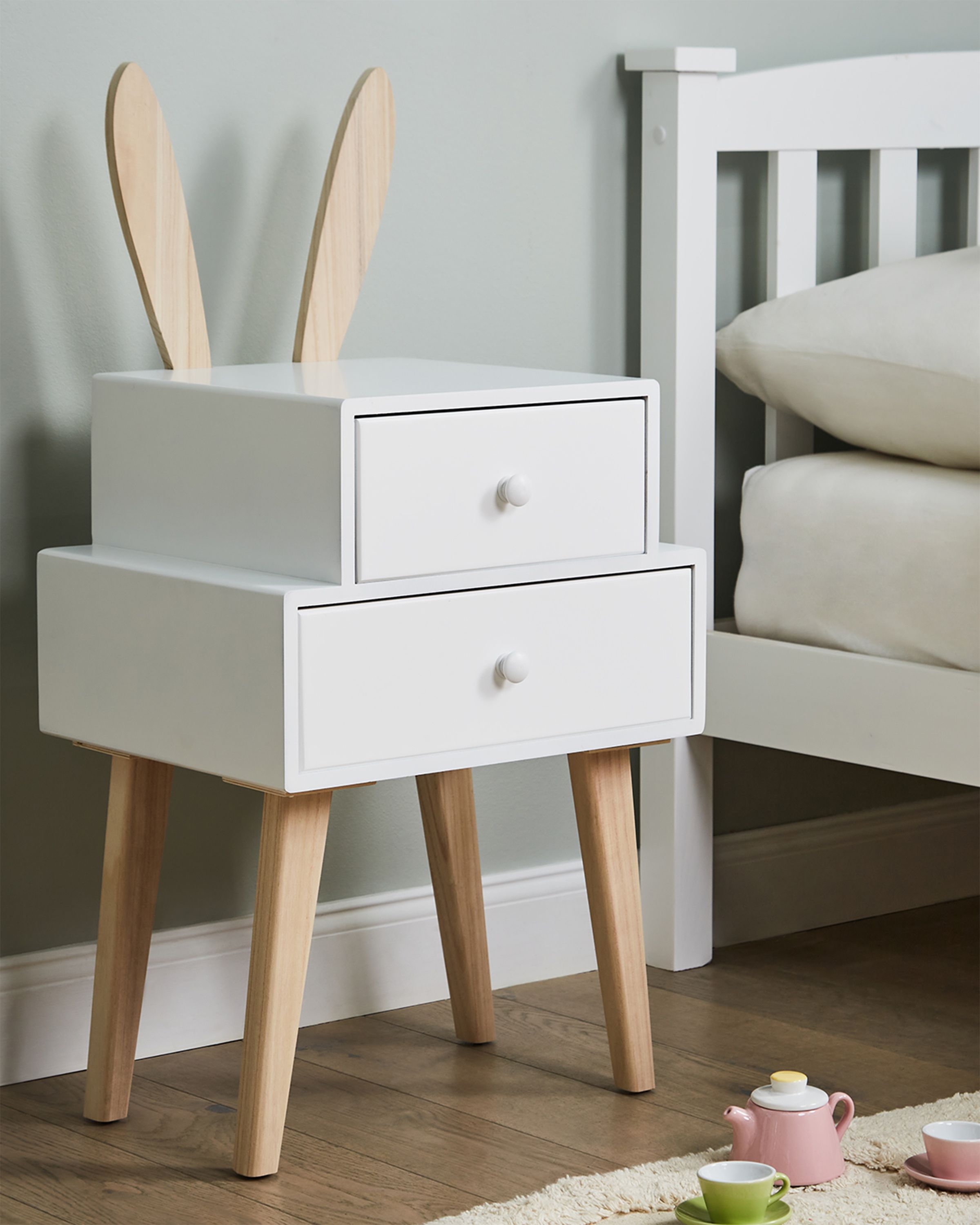 2 Drawer Bedside Table BANKS White