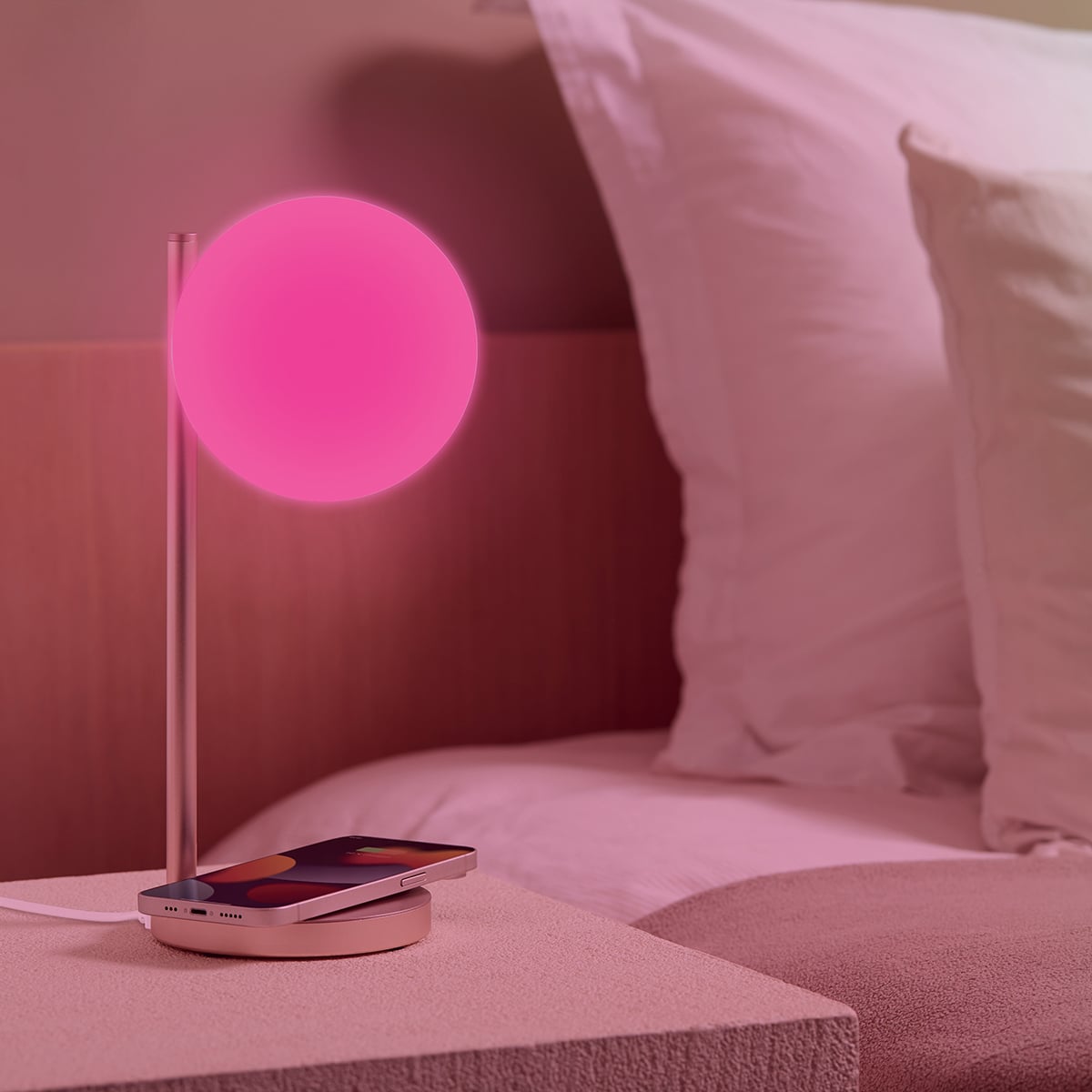 Lampka nocna BUBBLE z ładowarką indukcyjną 12x21,4 cm