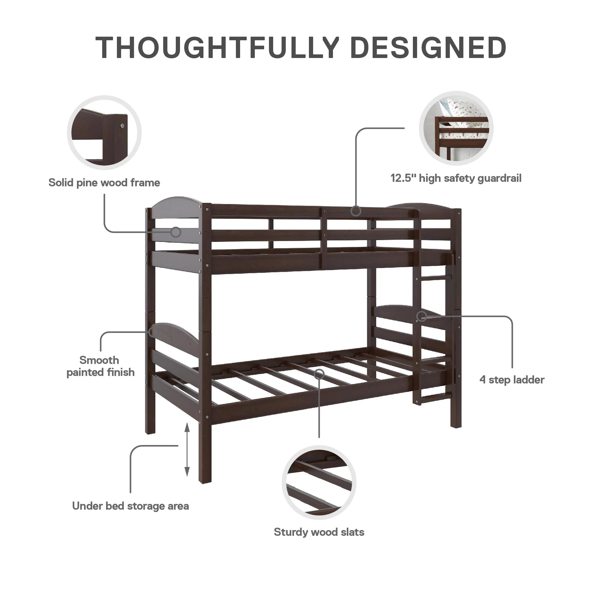 Better Homes & Gardens Leighton Solid Wood Twin-over-Twin Convertible Bunk Bed, Vanilla - Image 28