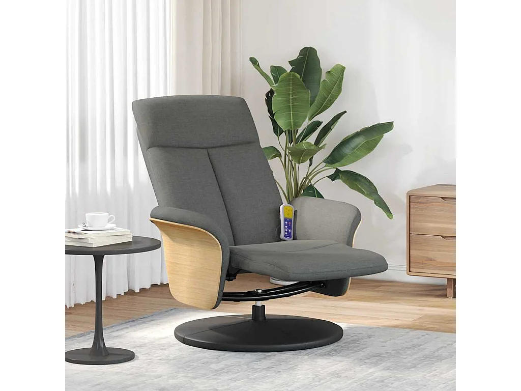 Fauteuil inclinable-Chaise-Fauteuil salon de massage avec repose-pieds gris foncé tissu SHL1502