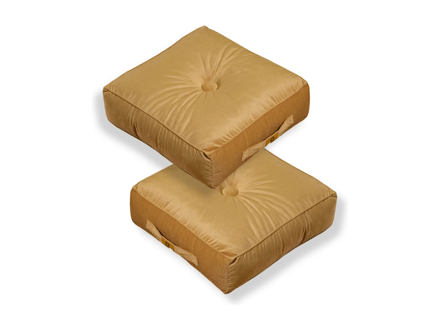 Pouf en velours 40 x 40 x 14 cm ensemble de 2 - beige