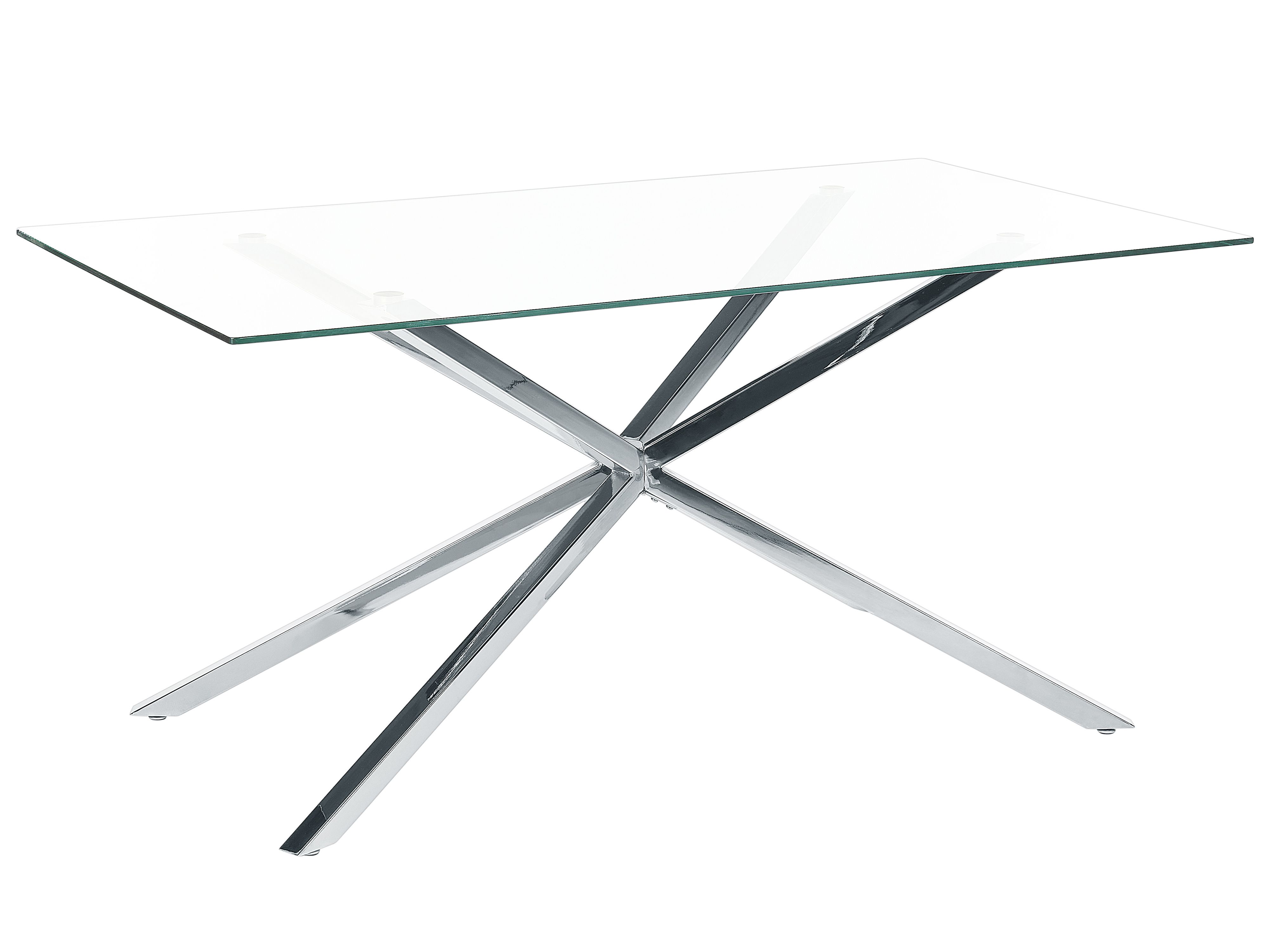 Dining Table CORA Silver 160 cm 90 cm Tempered Glass