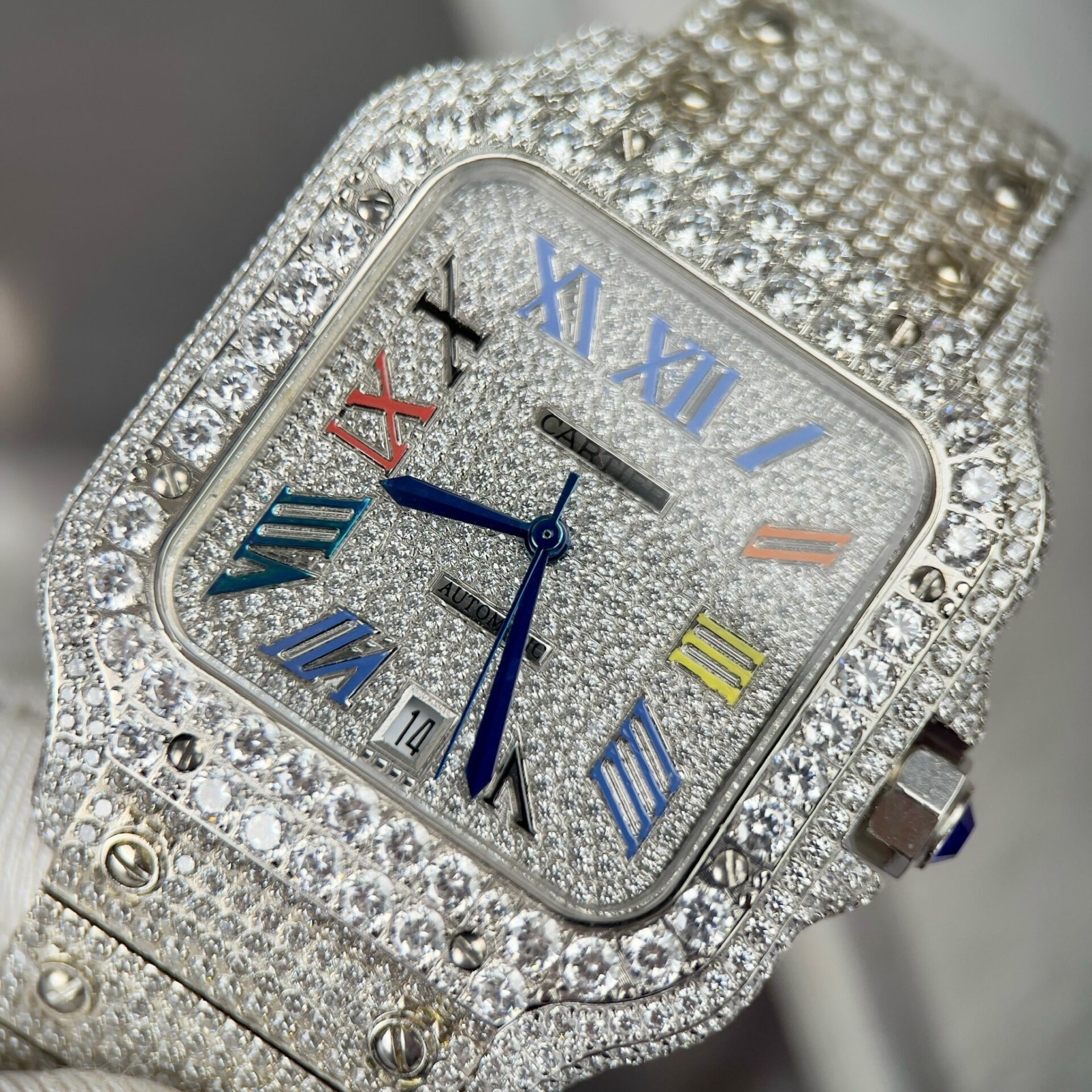 Cartier Santos Best Replica Watch With Full Stone 39.8mm - Top club