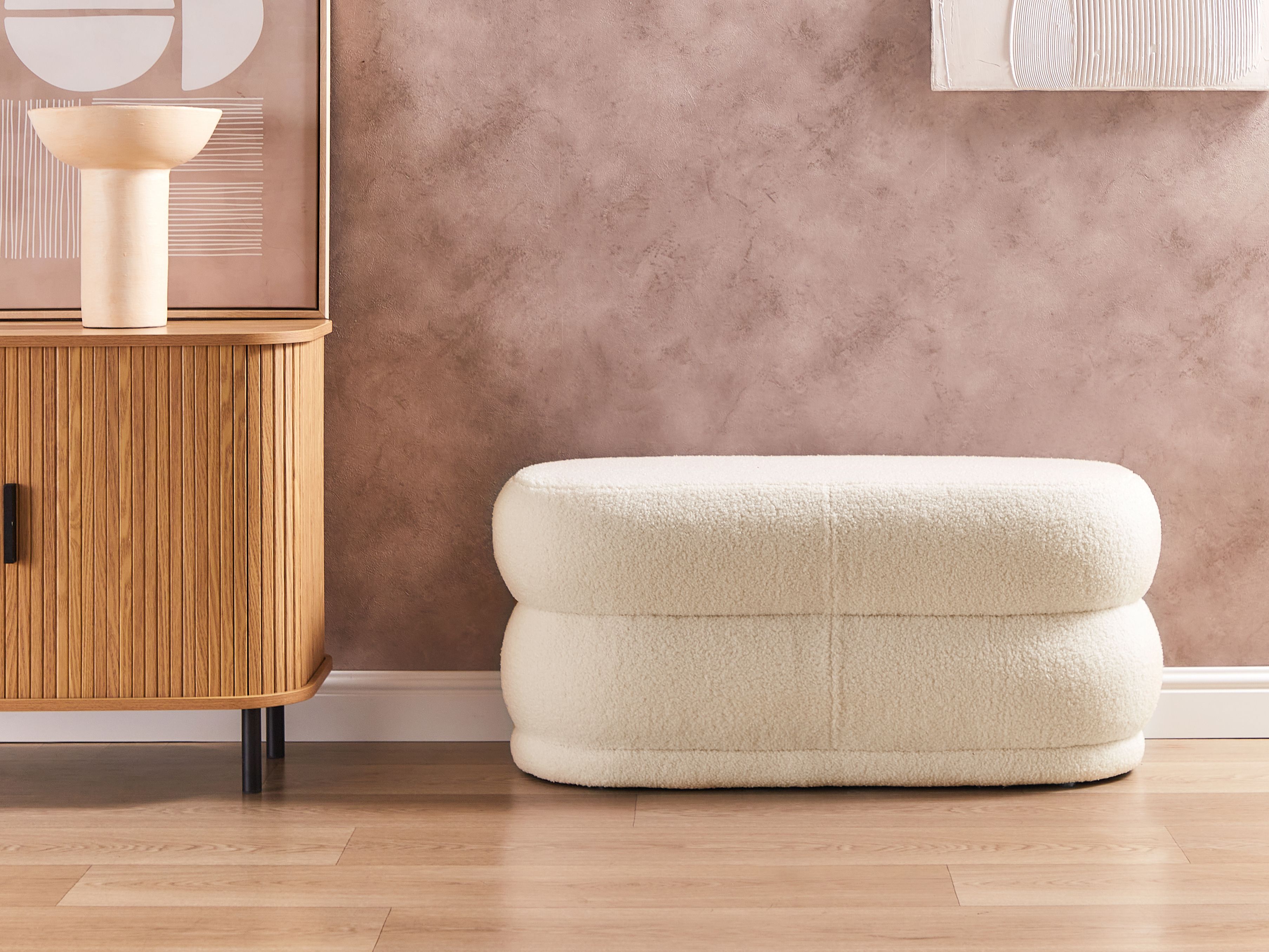 Upholstered Bench ELLENDALE Boucle Off-White