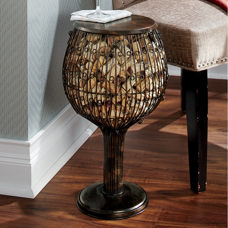 Wine Cork Display Storage Accent Table - MIDNIGHT VELVET CATALOG