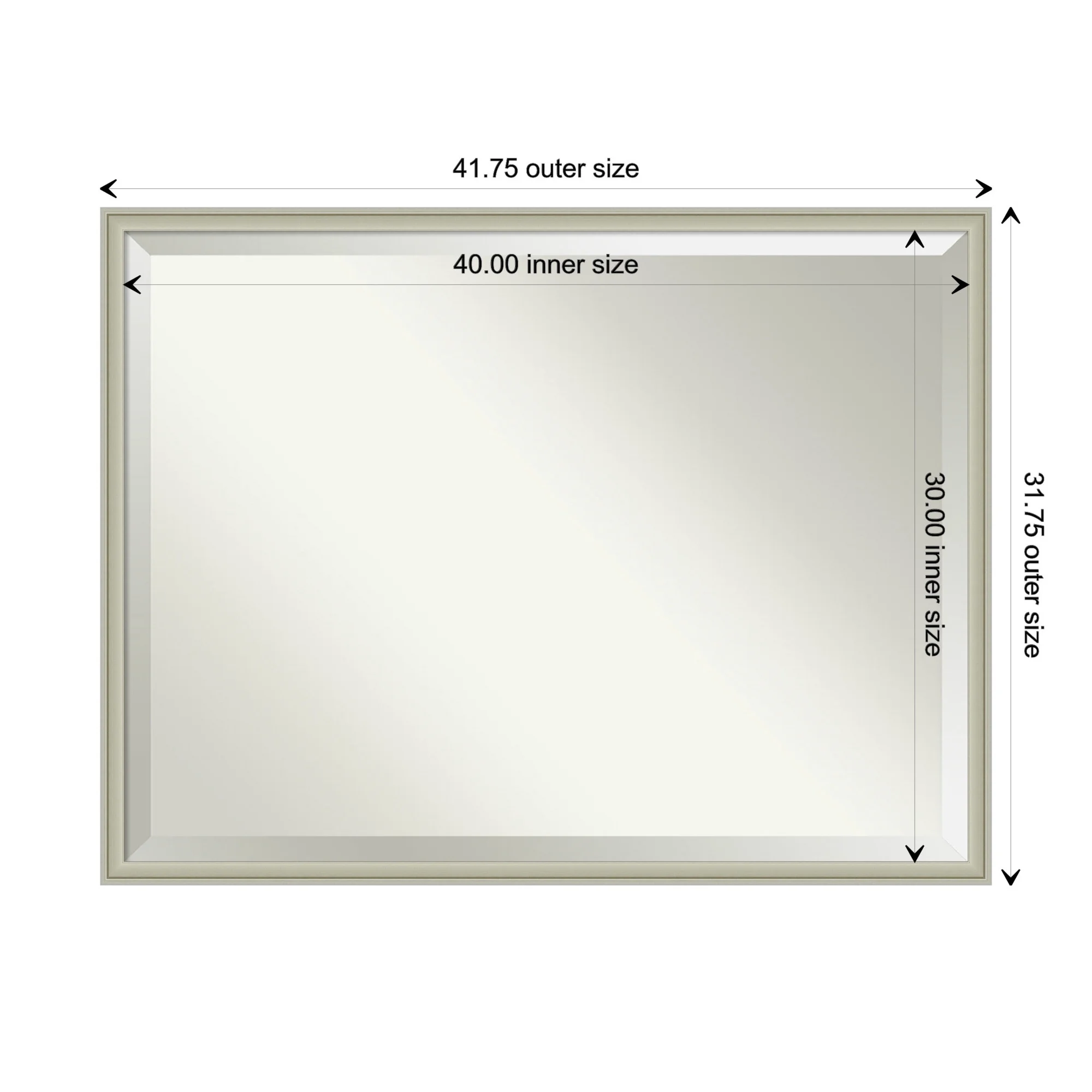Amanti Art Florence Silver Beveled Wall Mirror 31.75 x 41.75 in.