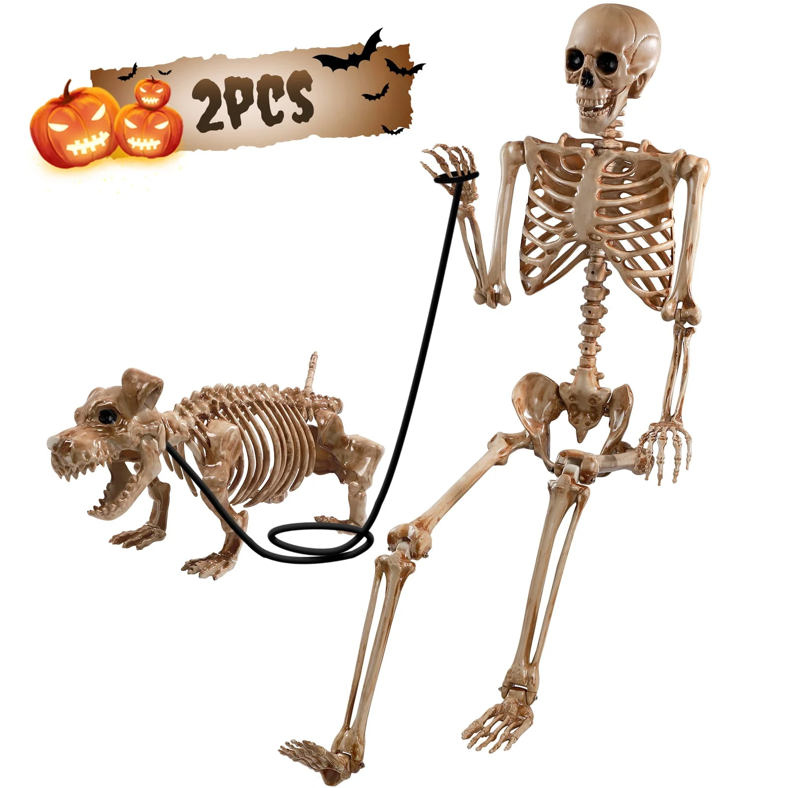 Ayieyill 5.4ft Halloween Skeleton Decorations, Weathered Posable Skeleton Decor for Halloween Decorations Outdoor Indoor - Image 2 Ayieyill 5.4ft Halloween Skeleton Decorations, Weathered Posable Skeleton Decor for Halloween Decorations Outdoor Indoor - Image 2