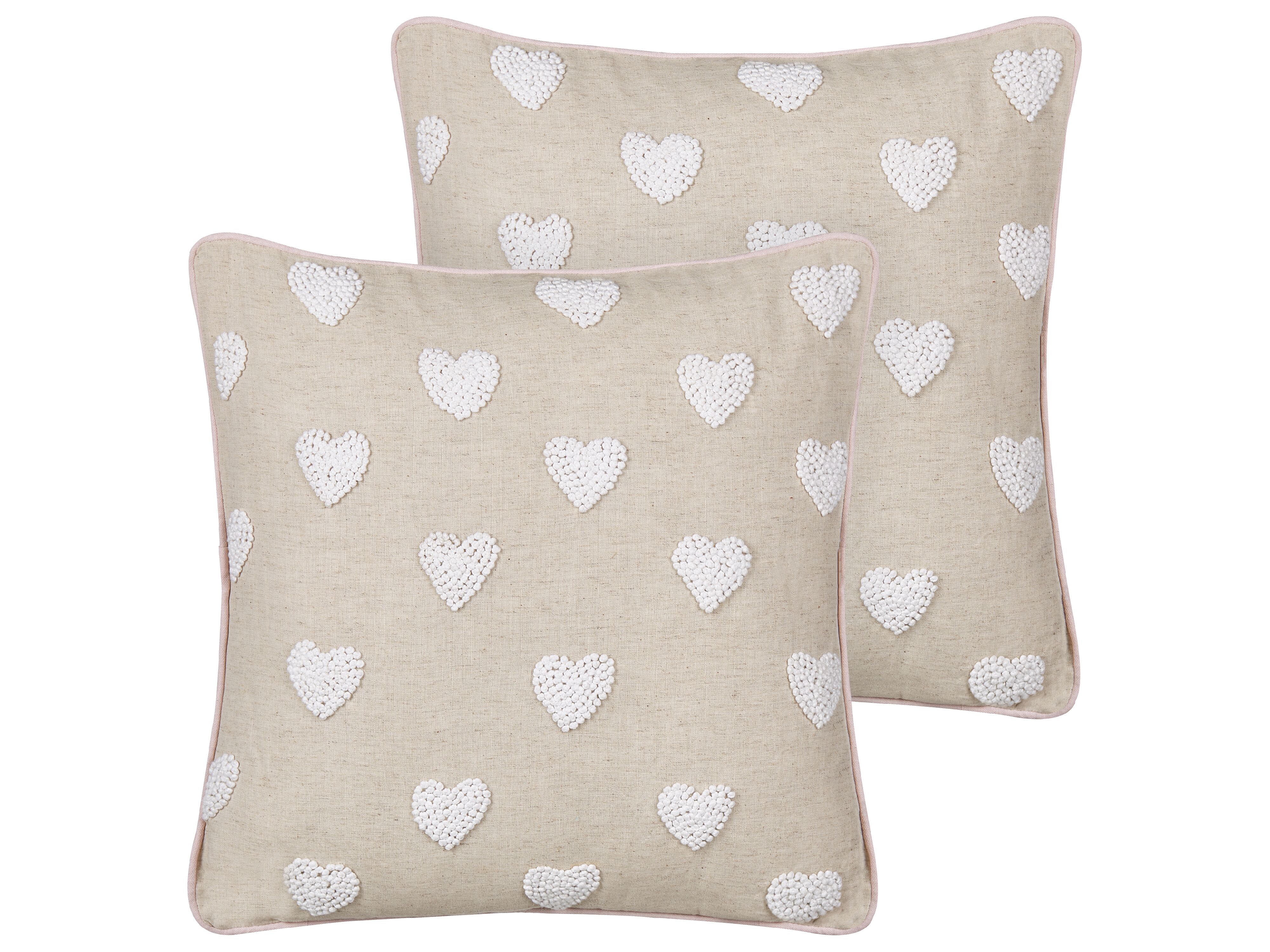Set of 2 Decorative Cushions GAZANIA Cotton 45 x 45 cm Beige