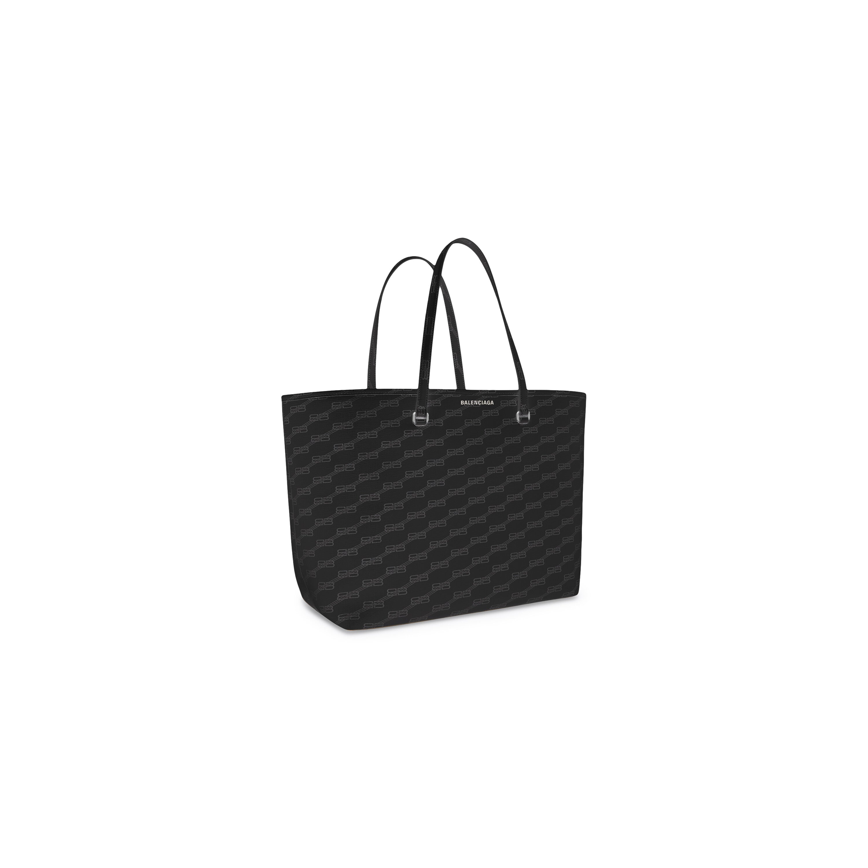 SIGNATURE LARGE EAST-WEST SHOPPER BAG BB MONOGRAM COATED CANVAS IN BLACK - Replicaclubs