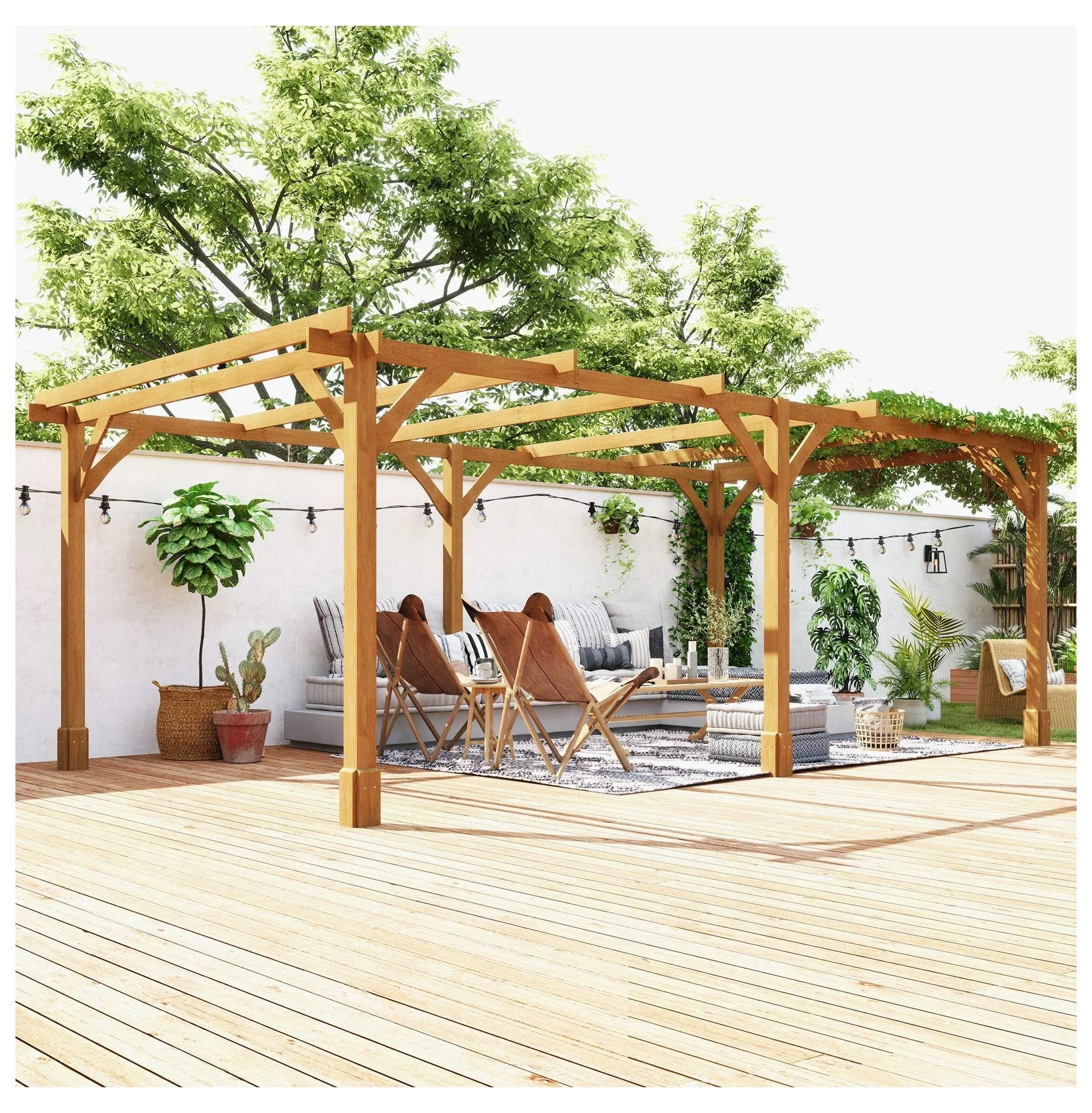 Wood Pergola 20 x 10 ft Dark Brown - Image 9 Wood Pergola 20 x 10 ft Dark Brown - Image 9