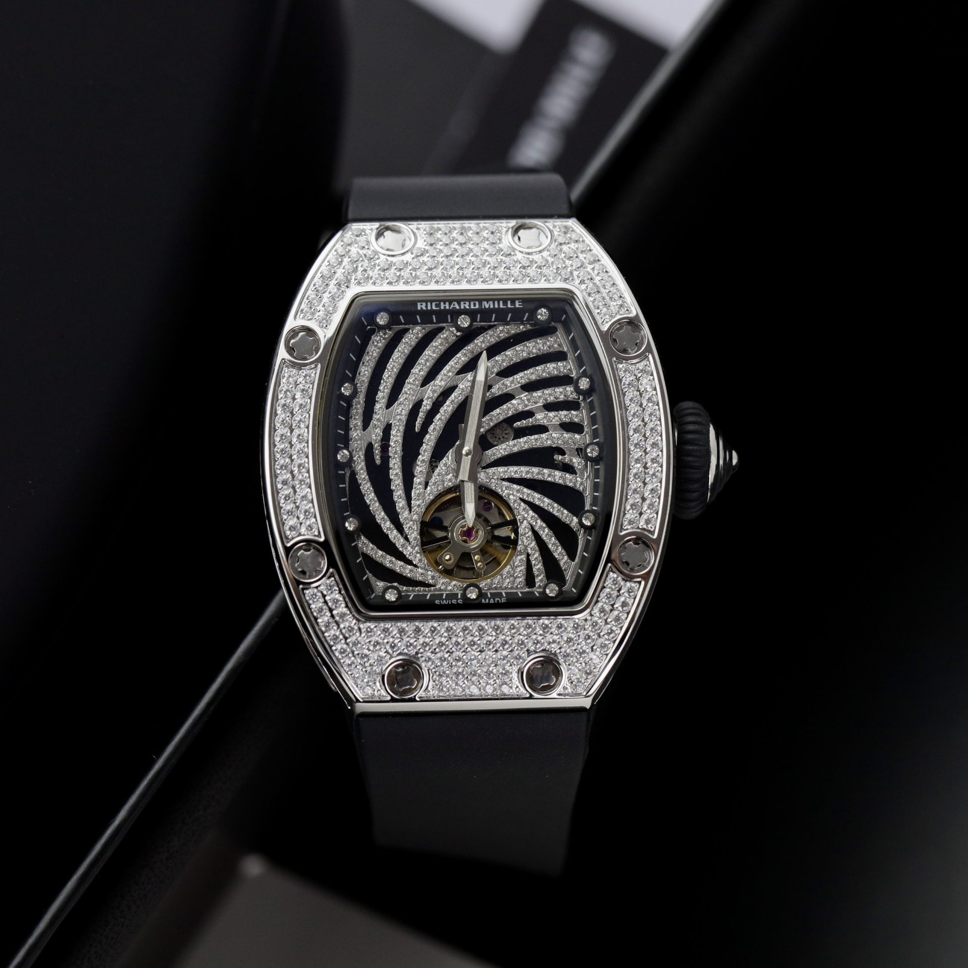 Richard Mille Replica Watch RM51-02 Rhinestone Rubber Strap 40mm - Elite Watch Atelier