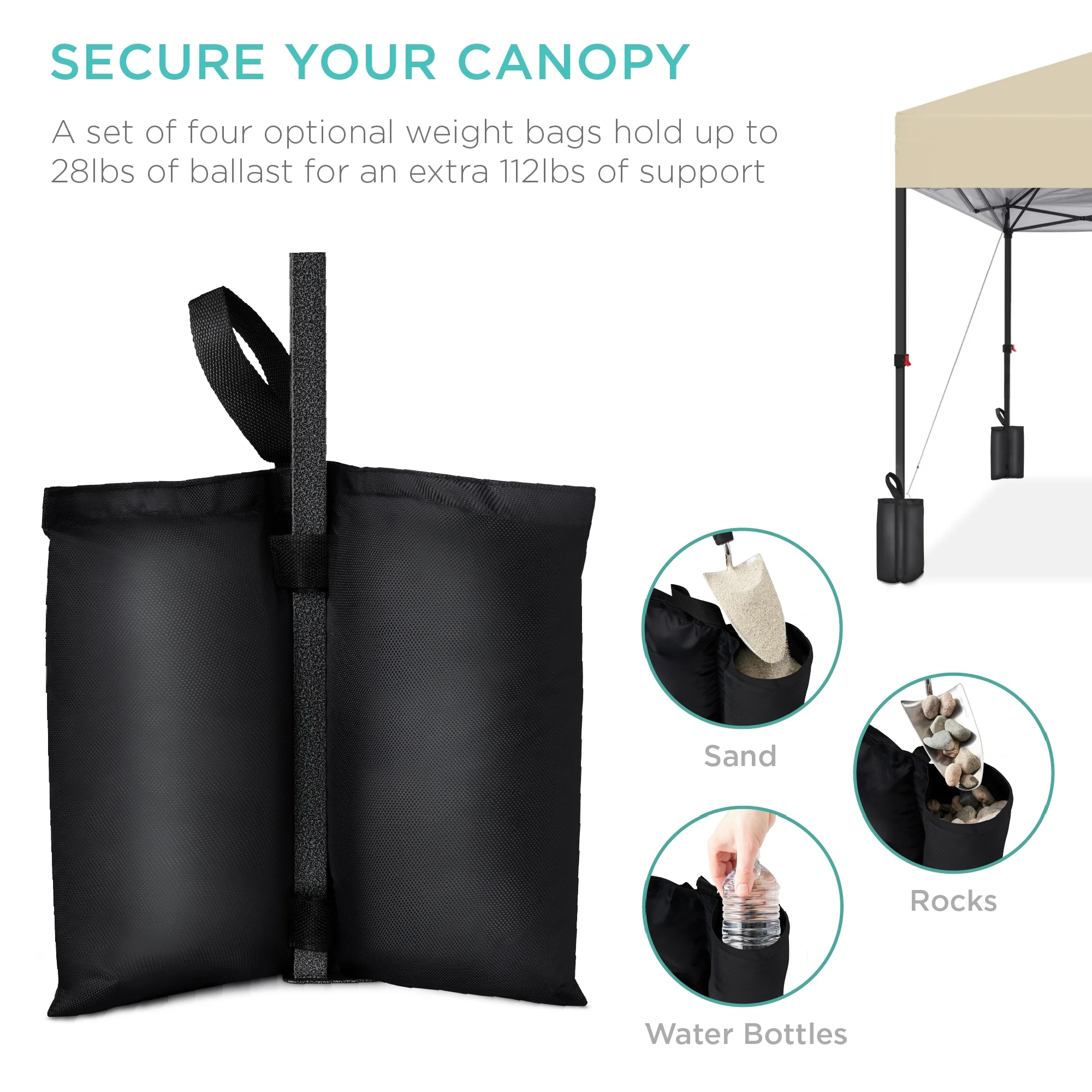 Best Choice Products 10x10ft Easy Setup Pop Up Canopy w/ 1-Button Setup, Wheeled Case, 4 Weight Bags - White - Image 97