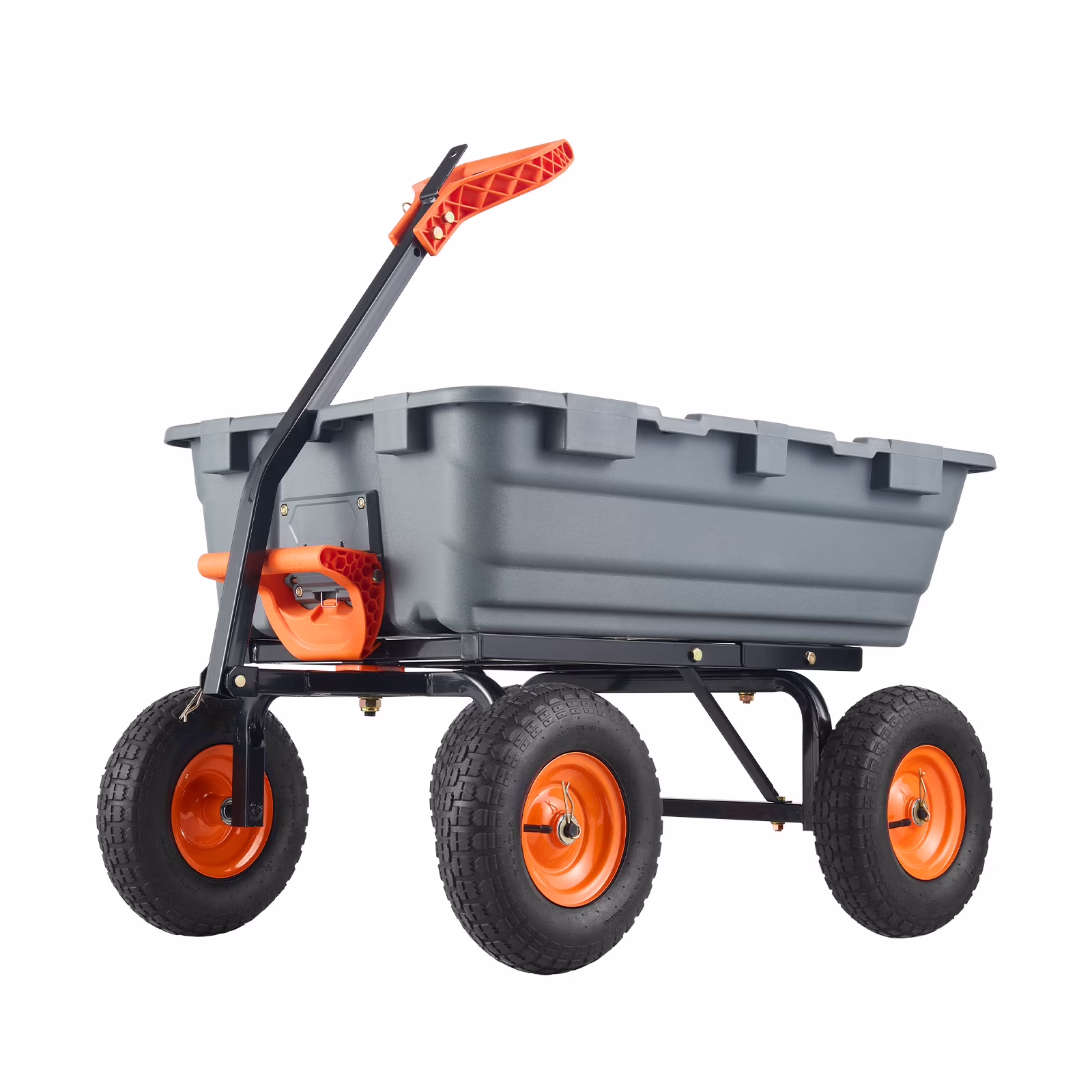 KFFKFF Garden Dump Cart, 35.8x19.5x8.2 in Dump Truck Cart, Max. 600lbs Load Capacity, 10in Rubber Tire, 180�� Adjustable Handle - Image 3