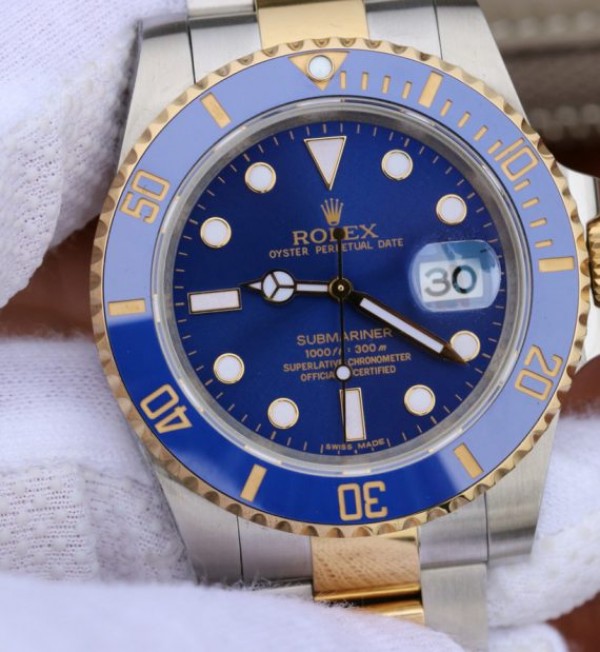 Replica Rolex Submariner 116613 LB Noob YG Wrapped Blue Dial SS/YG Bracelet A3135 - Elite Watch Atelier