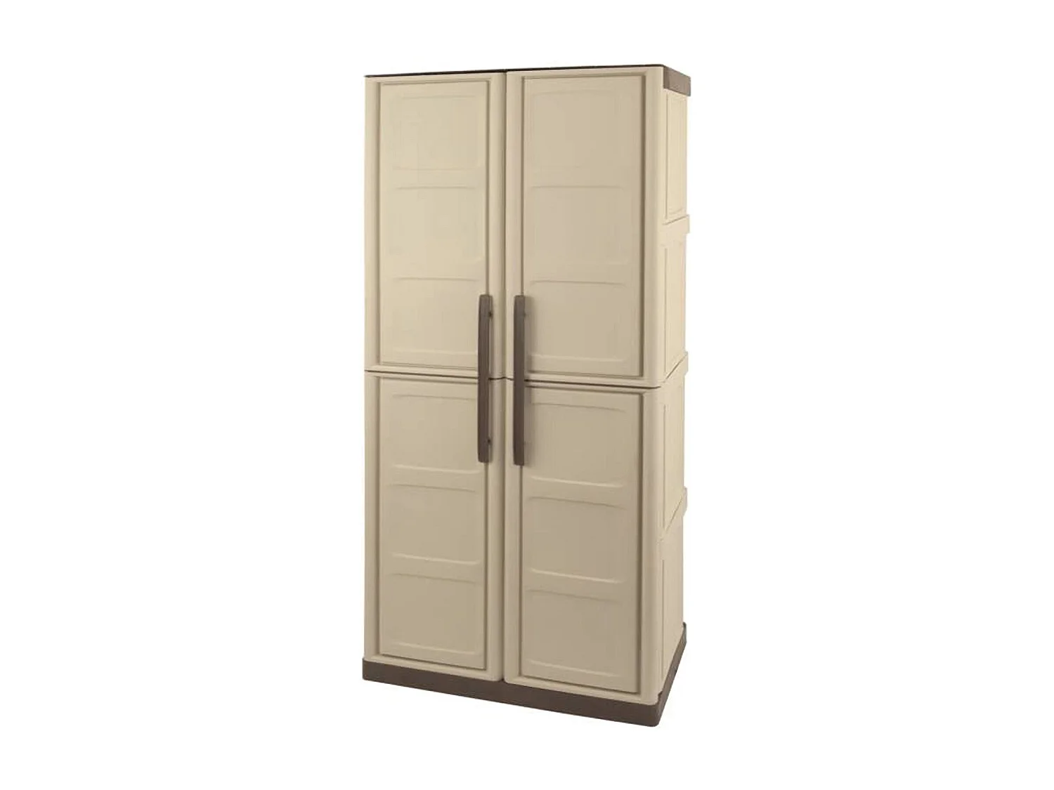 Armoire d'extérieur Avelgem, Armoire de balcon polyvalente, armoire à balais 2 portes, 100% Made in Italy, 70x47h178 cm, Beige et Marron, Finition damier