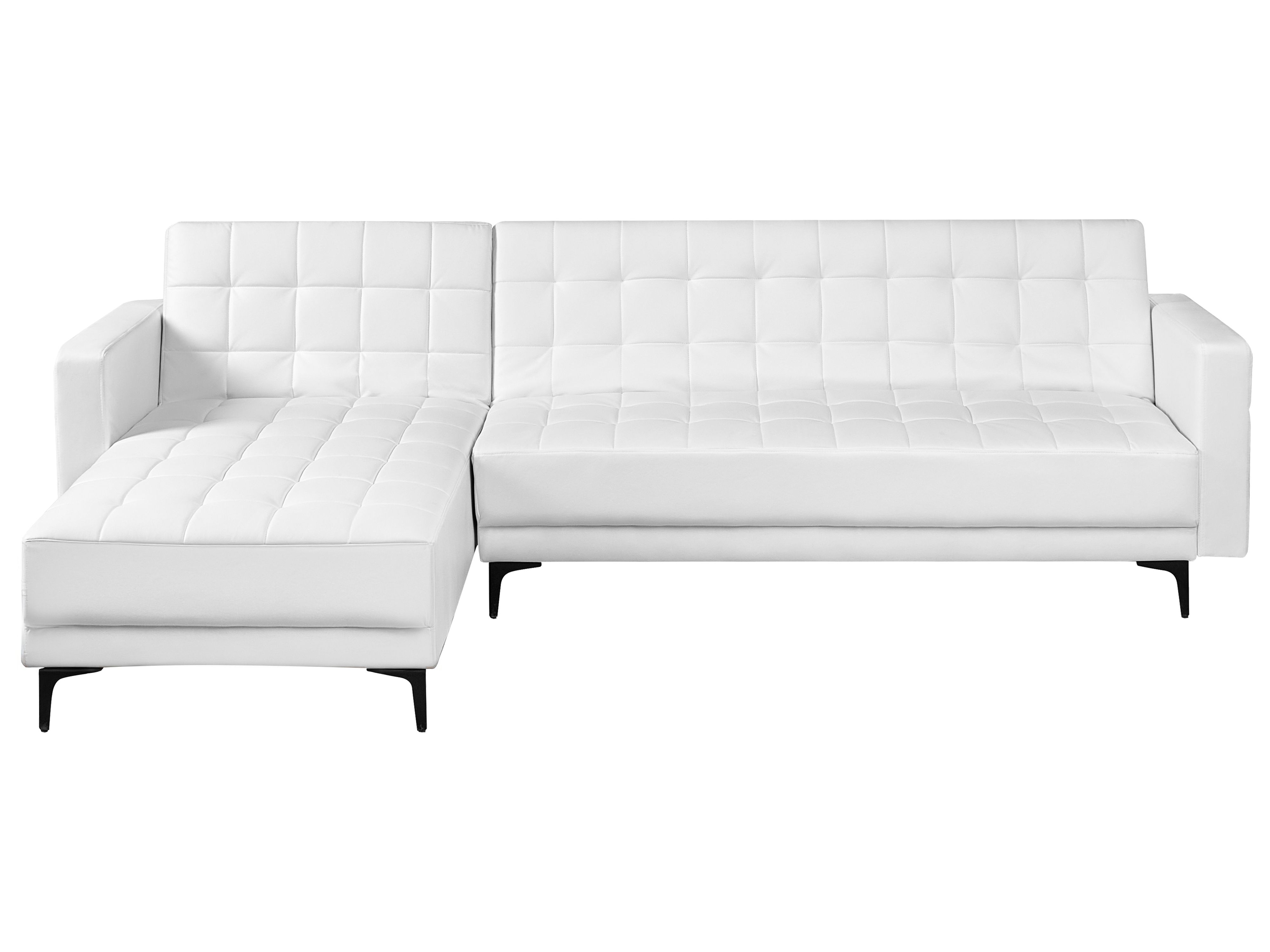 Modular Corner Sofa Bed 4 Seater ABERDEEN Faux Leather White Right Hand