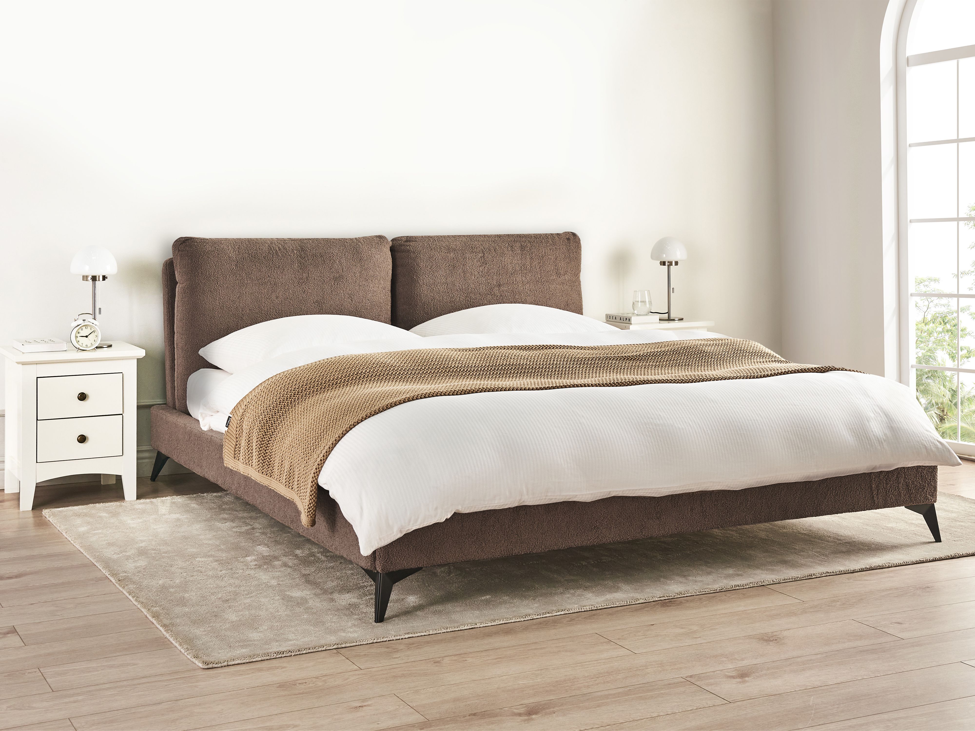 Bed Boucle MELLE 180 x 200 cm (EU Super King) Brown