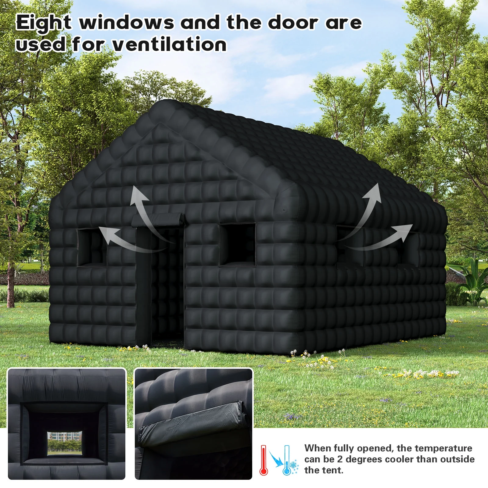 EROMMY Inflatable Nightclub 20x16.5x12 Ft, Inflatable Party Tent with 950w Blower, Inflatable Club Tent for Birthday Party Wedding Backyard Rental Business, Black - Image 2