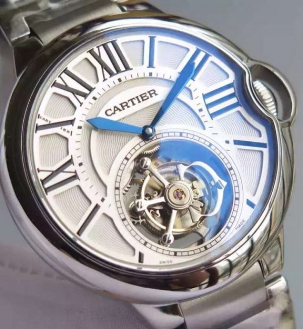 Replica Cartier Ballon Bleu Tourbillon 46MM White Dial SS Bracelet - Top club