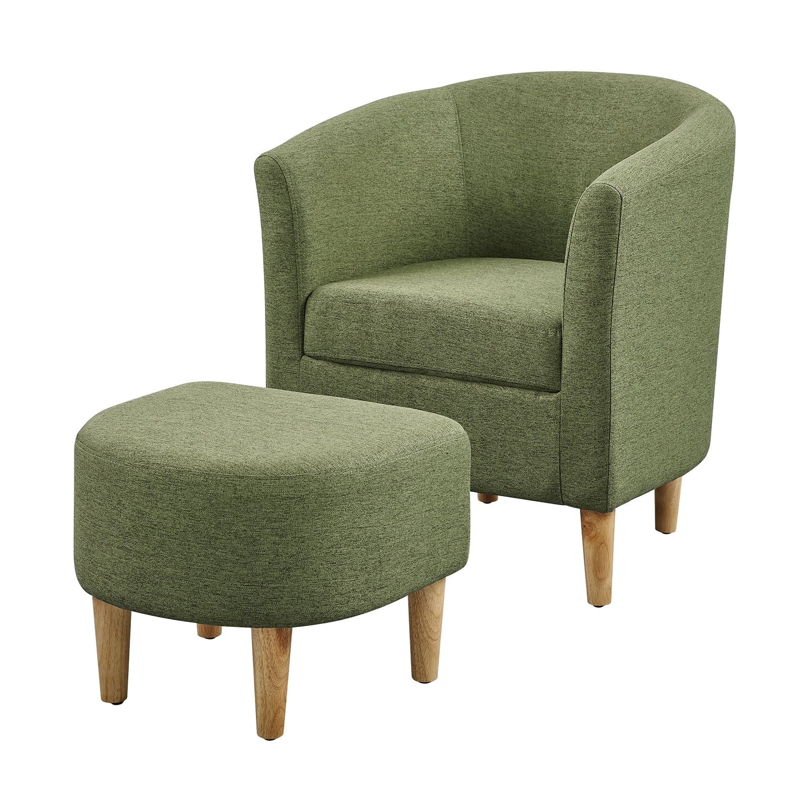 Dazone Swivel Armchair & Ottoman Set, Modern Accent Upholstered Single Sofa Chair With Footstool, 360°Rotating Armchair and Footrest Set, Club Tub Chair for Living Room Bedroom Reading Room,Gray - Image 14