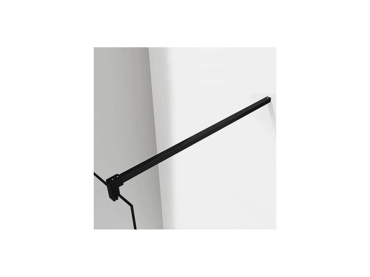 Paroi de douche à l'italienne 160x200cm en verre 8mm securit anticalcaire, avec barre de fixation 140cm en carré - Noir Mat