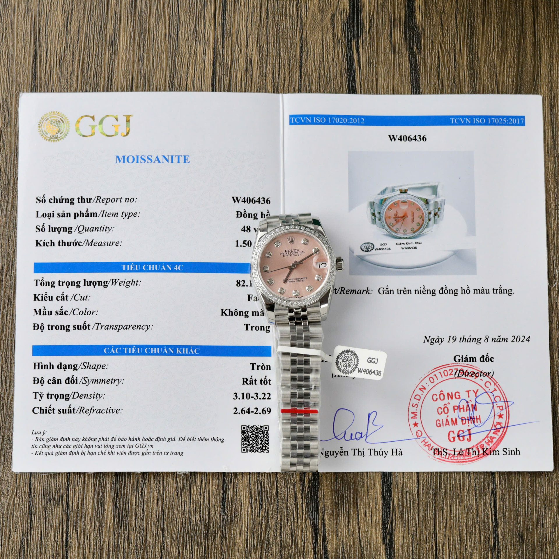 Rolex DateJust Replica Watch Womens Pink Dial Custom Moissanite Diamonds 31mm - Elite Watch Atelier