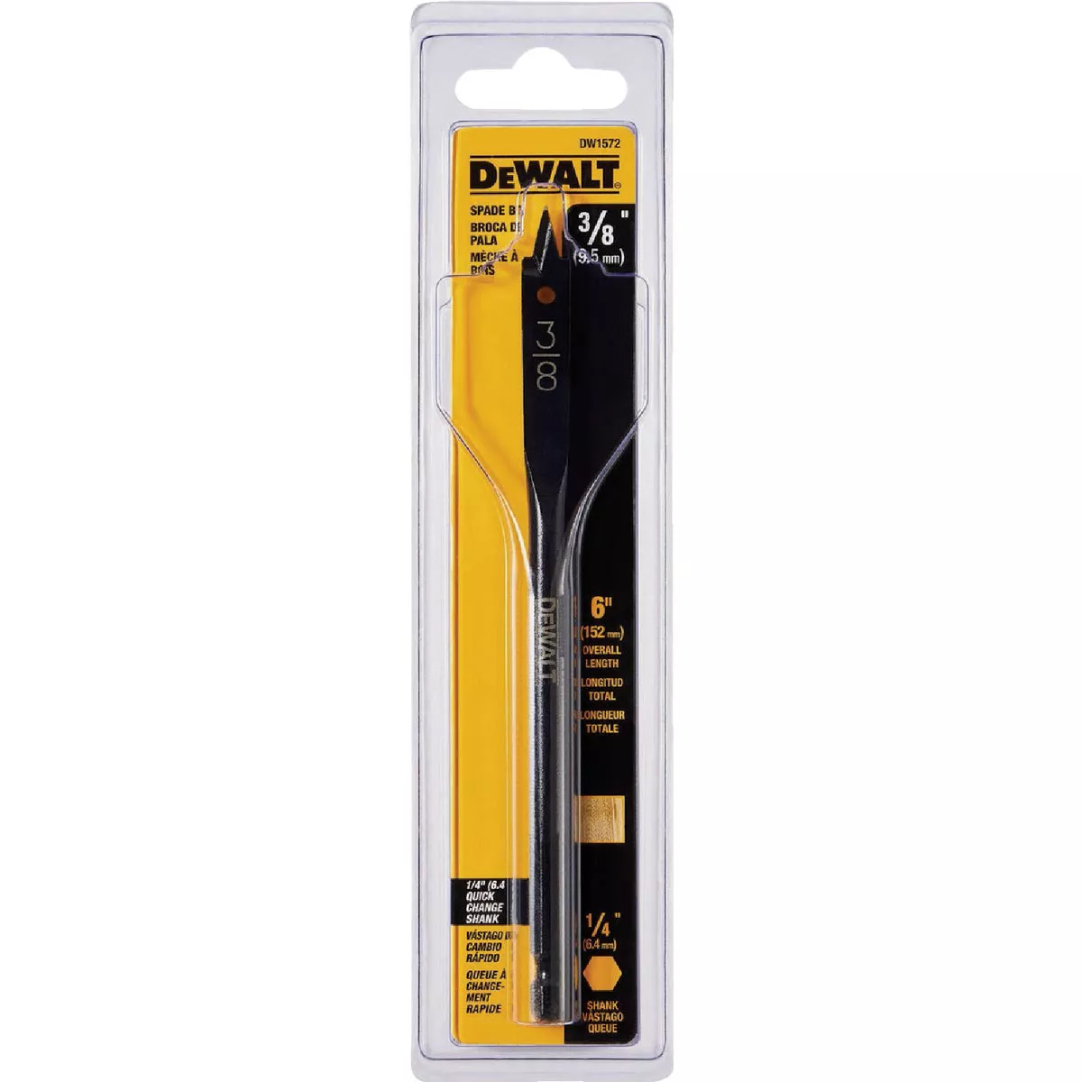 DeWalt 3/8 In. x 6 In. Wood Boring Carbon Steel Spade Bit
