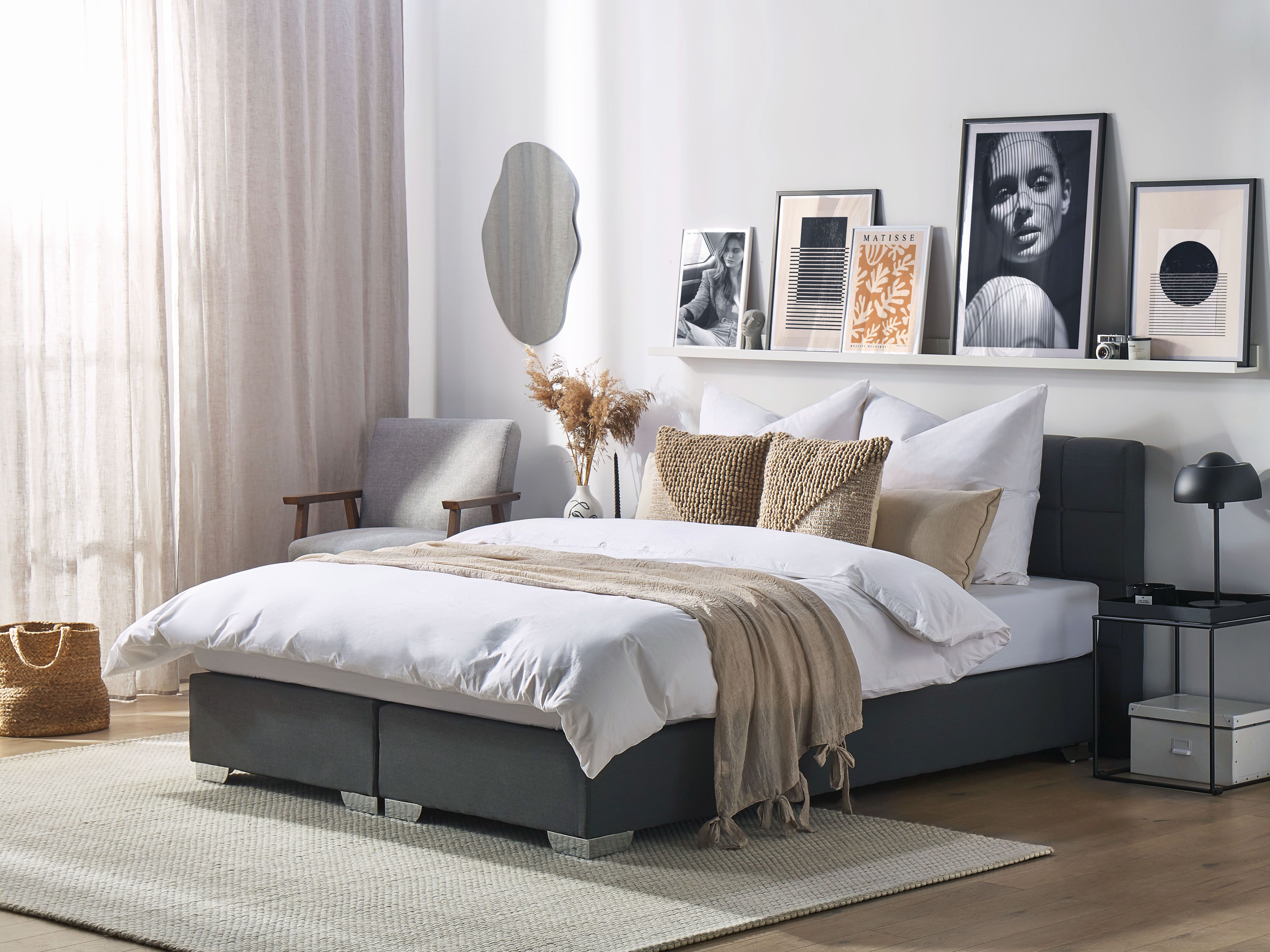 Divan Bed Fabric ADMIRAL 180 x 200 cm (EU Super King) Dark Grey